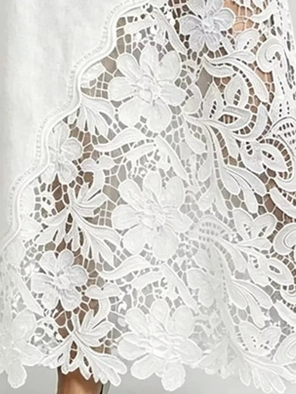 High-Waisted Lace-Detail Denim Skirt