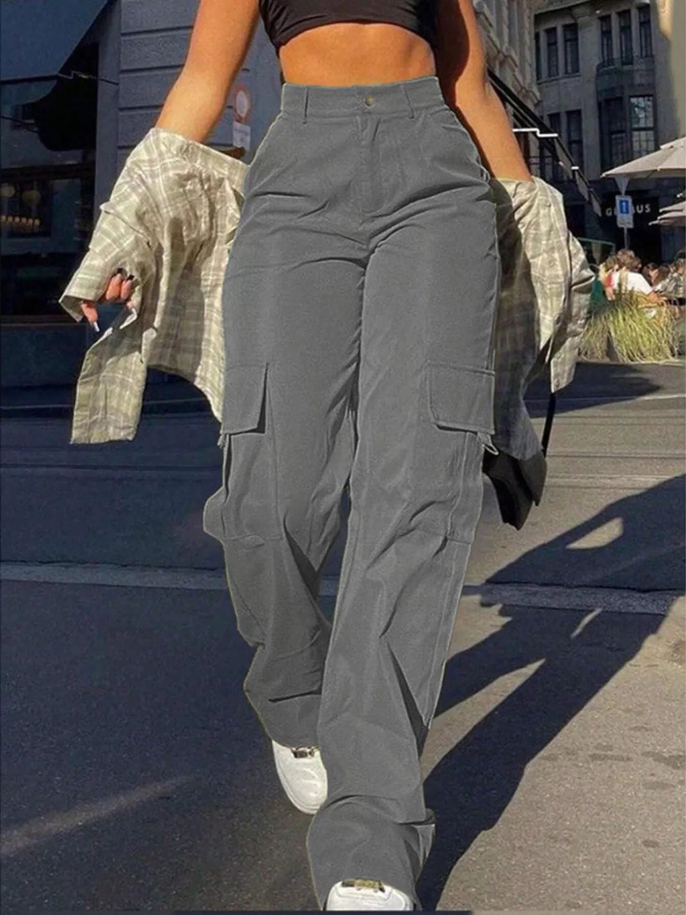 High-Waisted Cargo Pants, Plus Size
