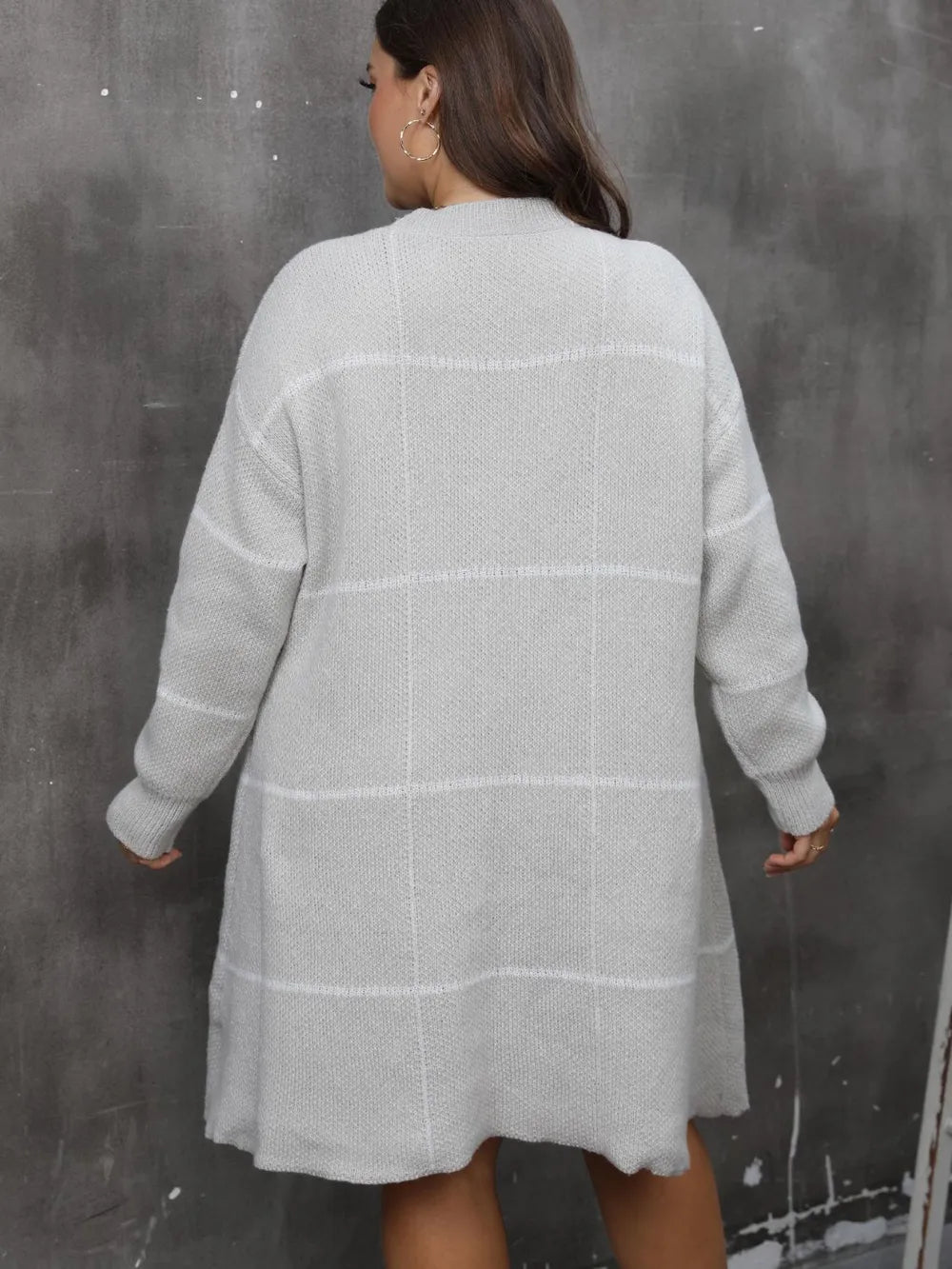Round Neck Long Sleeve Sweater Dress in Gray