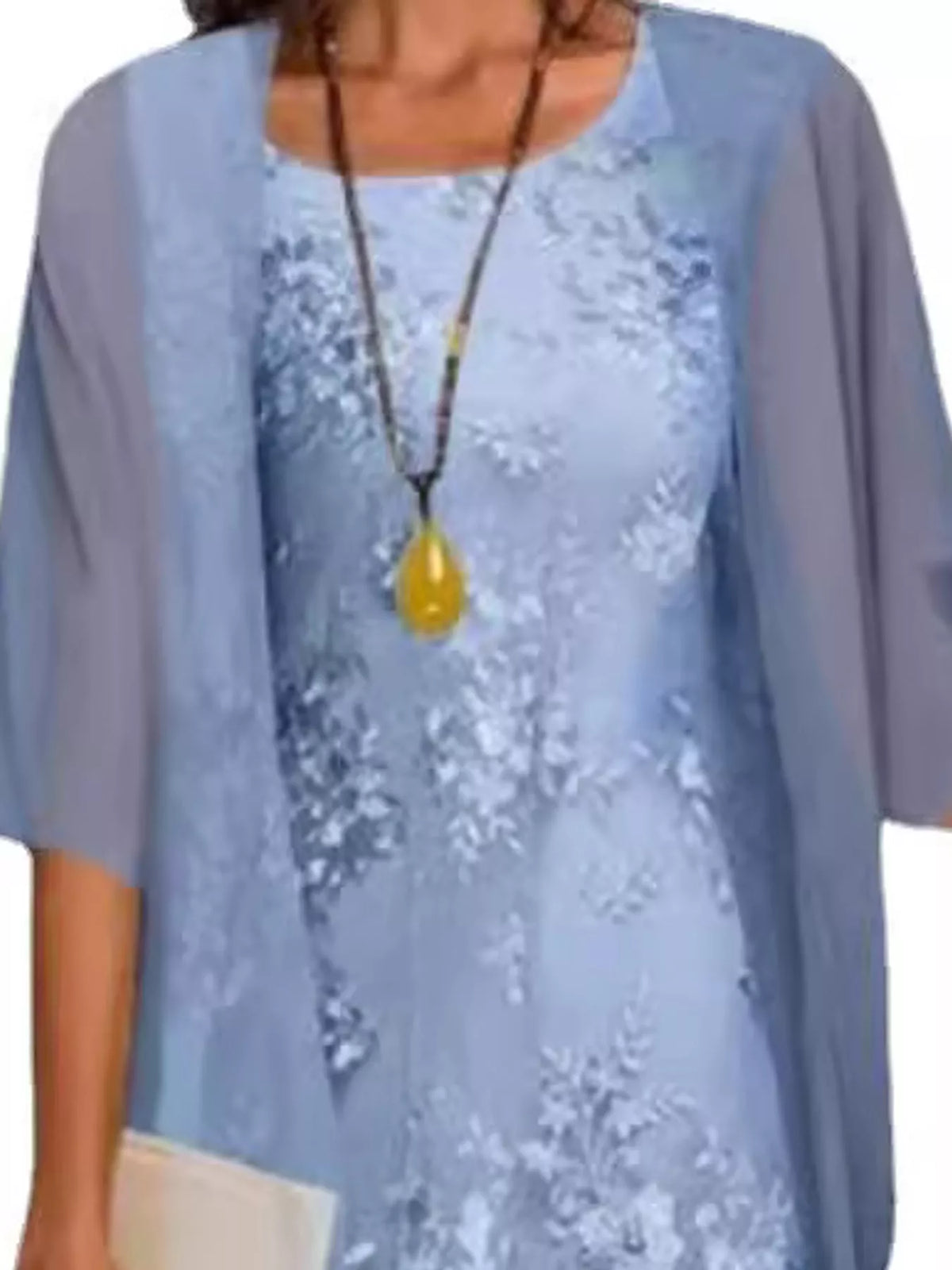 Lace Overlay Dress and Chiffon Cardigan Set