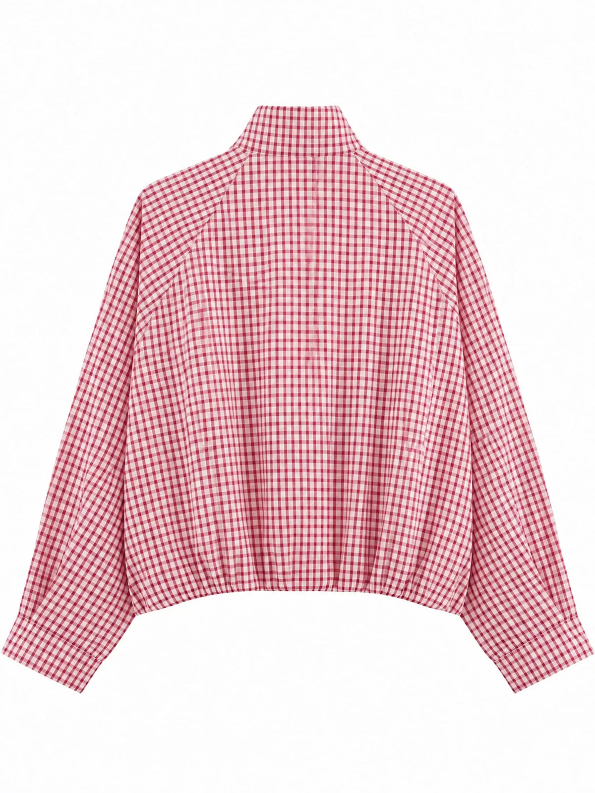 Plaid Stand-Collar Cropped Jacket