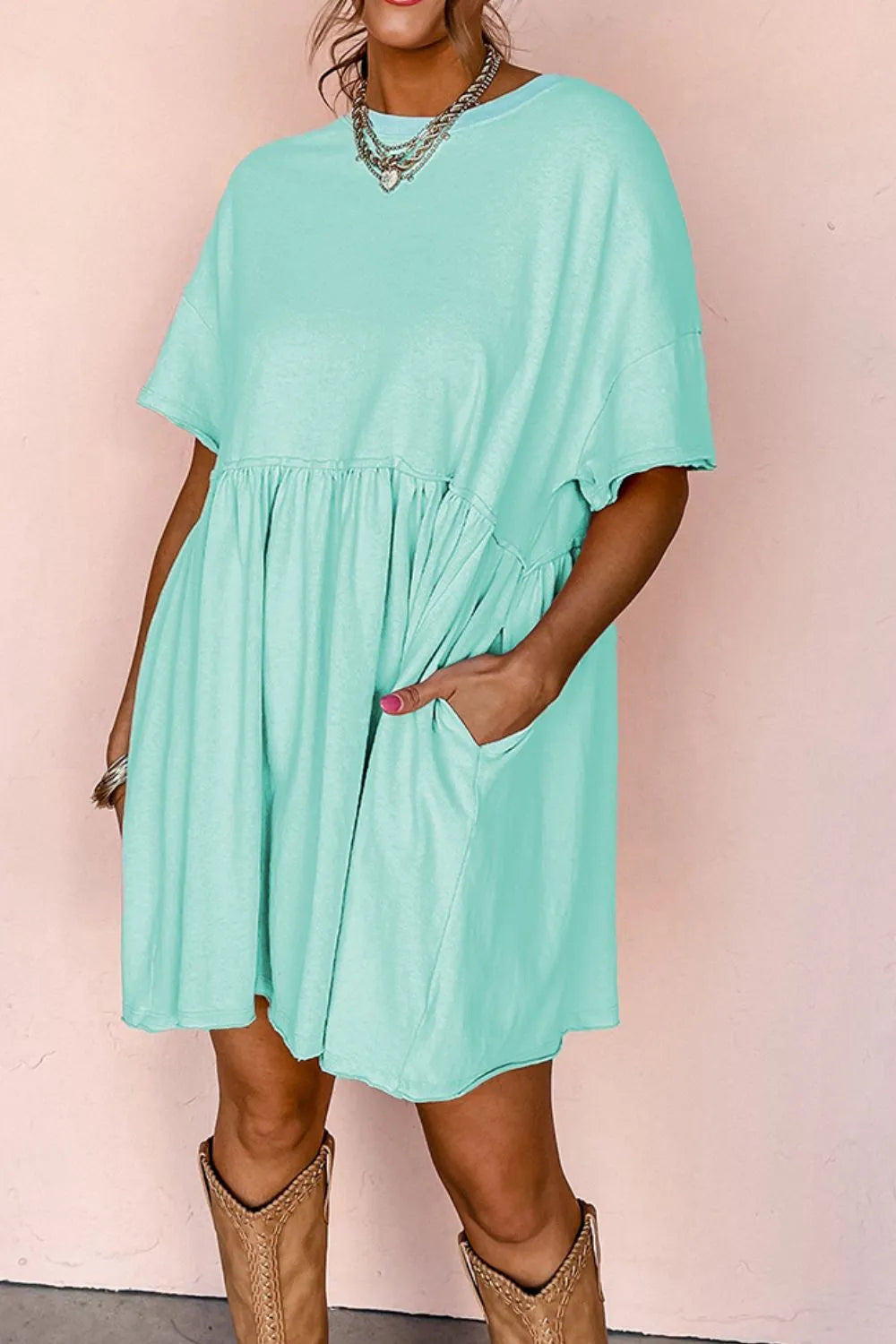 Round Neck Half Sleeve Tee Dress