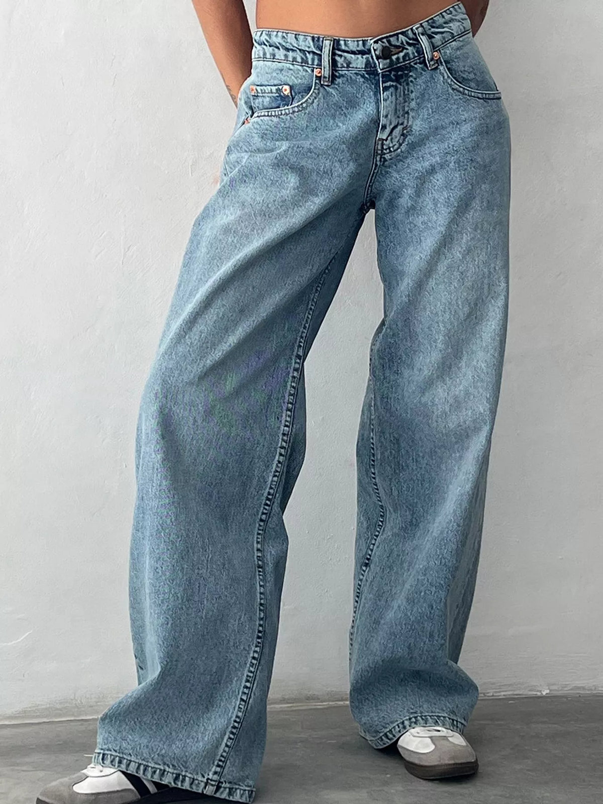 Wide-Leg Vintage Wash Jeans