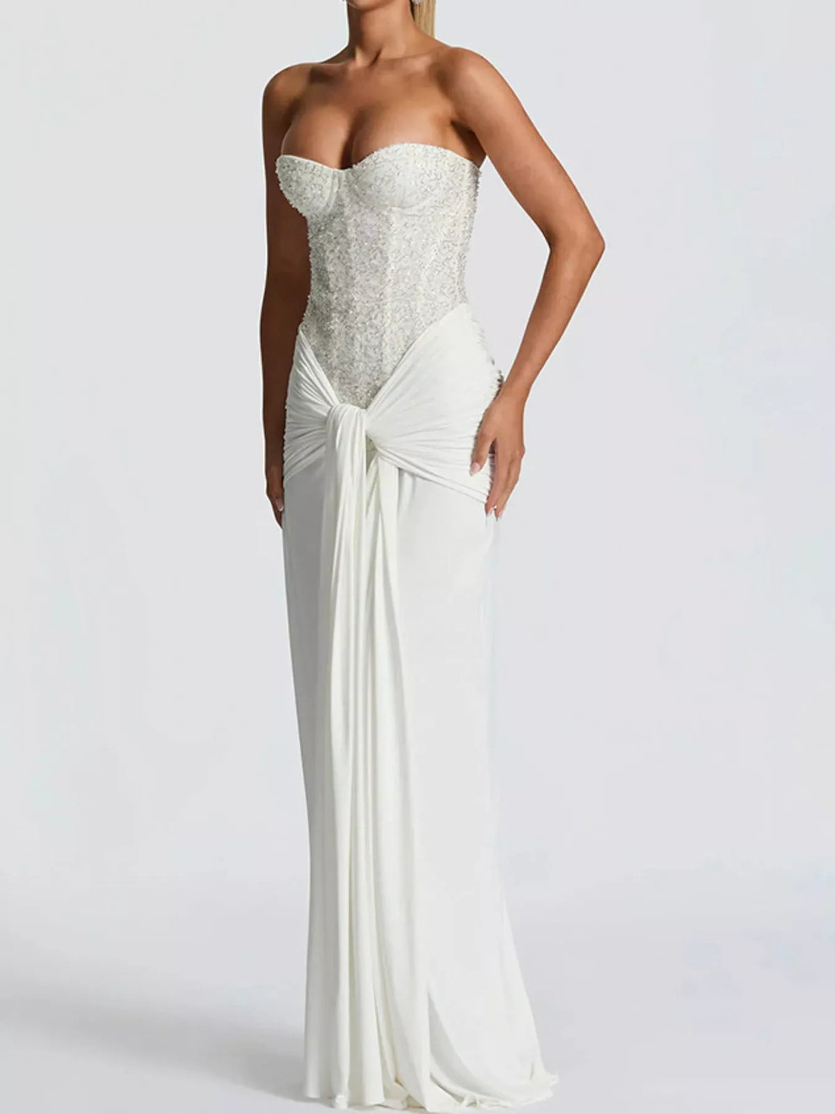 Strapless Sequin Corset Maxi Dress