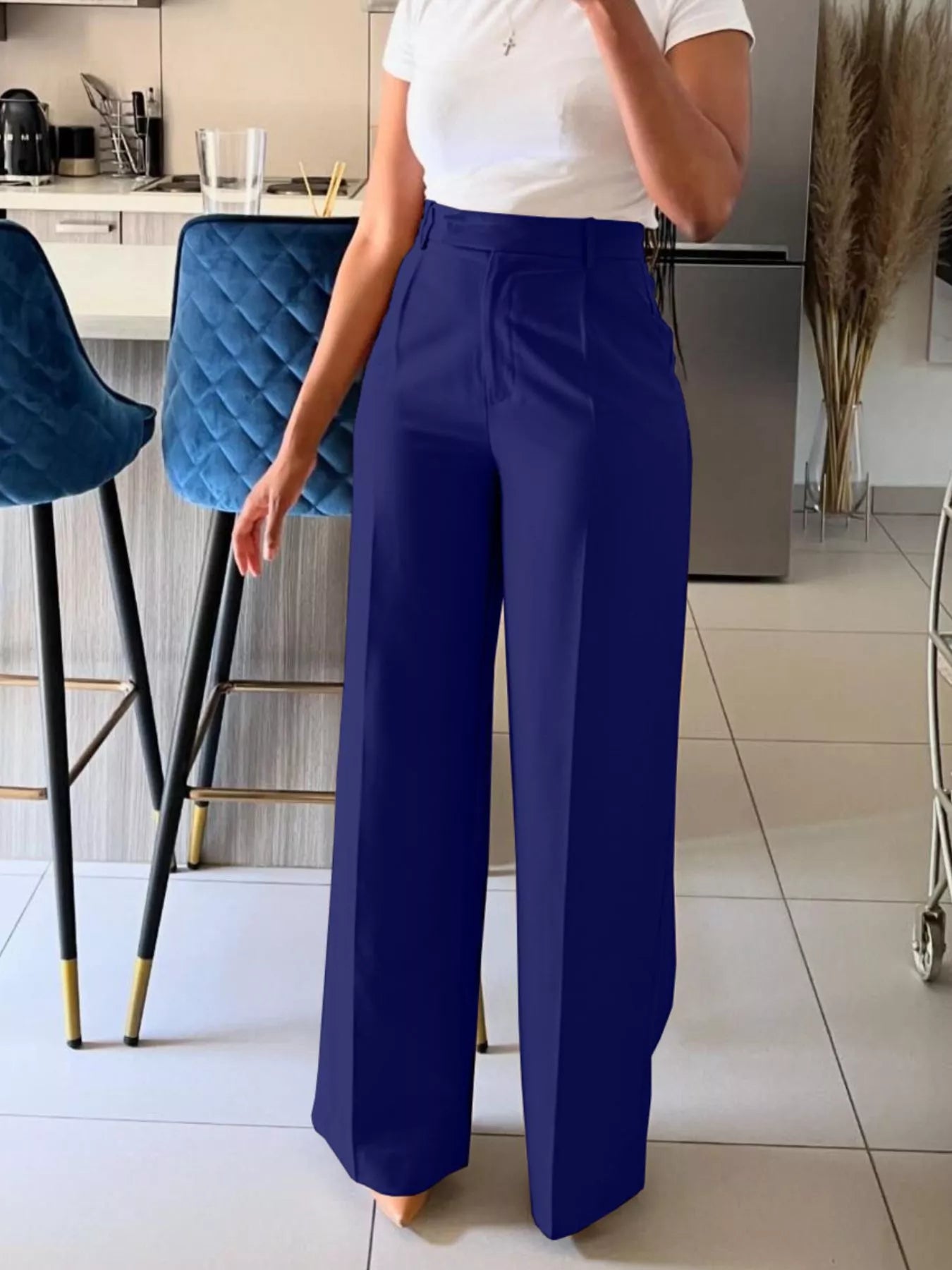 High-Waisted Wide-Leg Pocket Pants