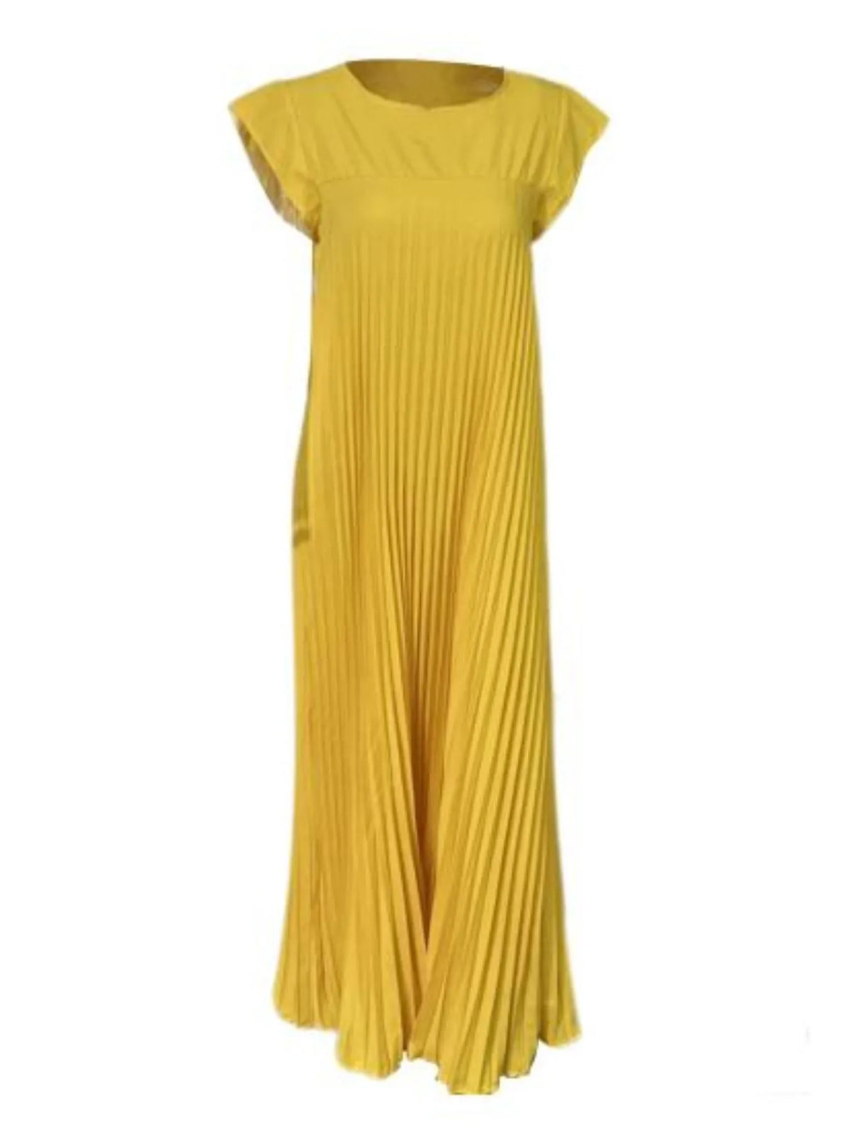 Pleated Round-Neck Maxi Dress with Pockets, Plus Size by Rosaline