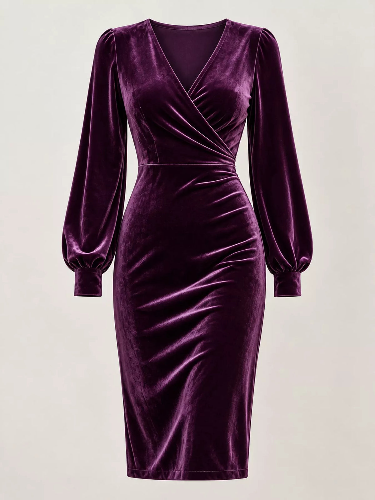 Ruched Velvet Wrap Dress