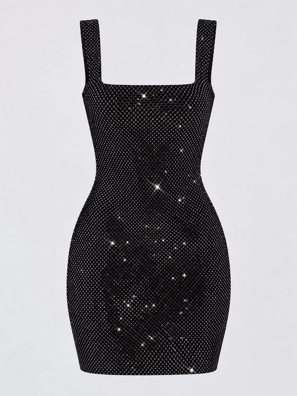 Backless Rhinestone Mesh Bodycon Mini Dress