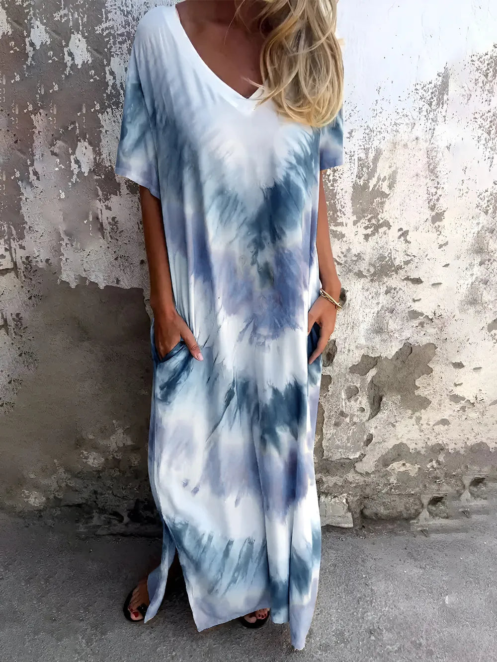 Full Size Tie-Dye Short Sleeve Dress