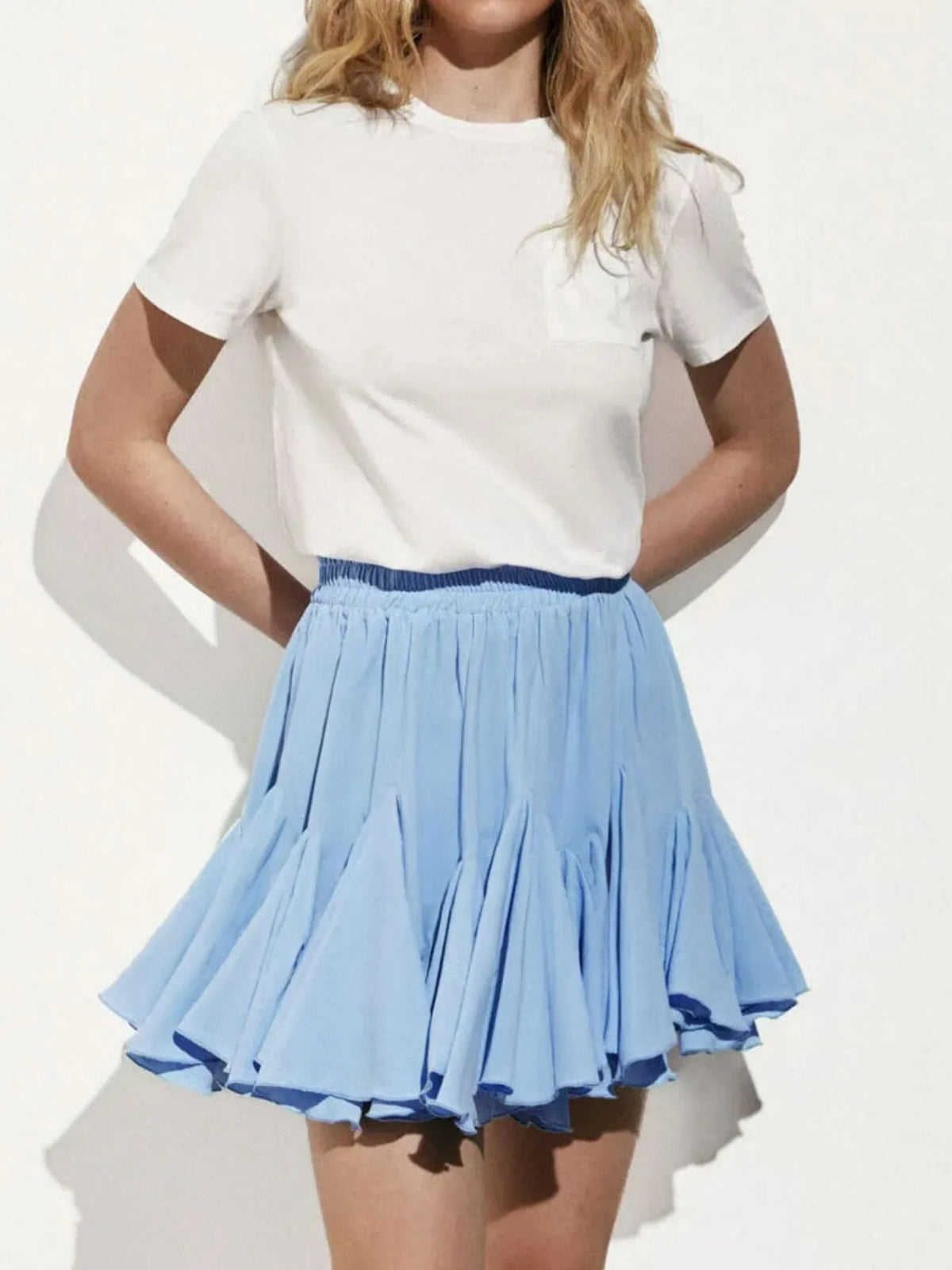 Ruffled-Hem Elastic Waist Skirt