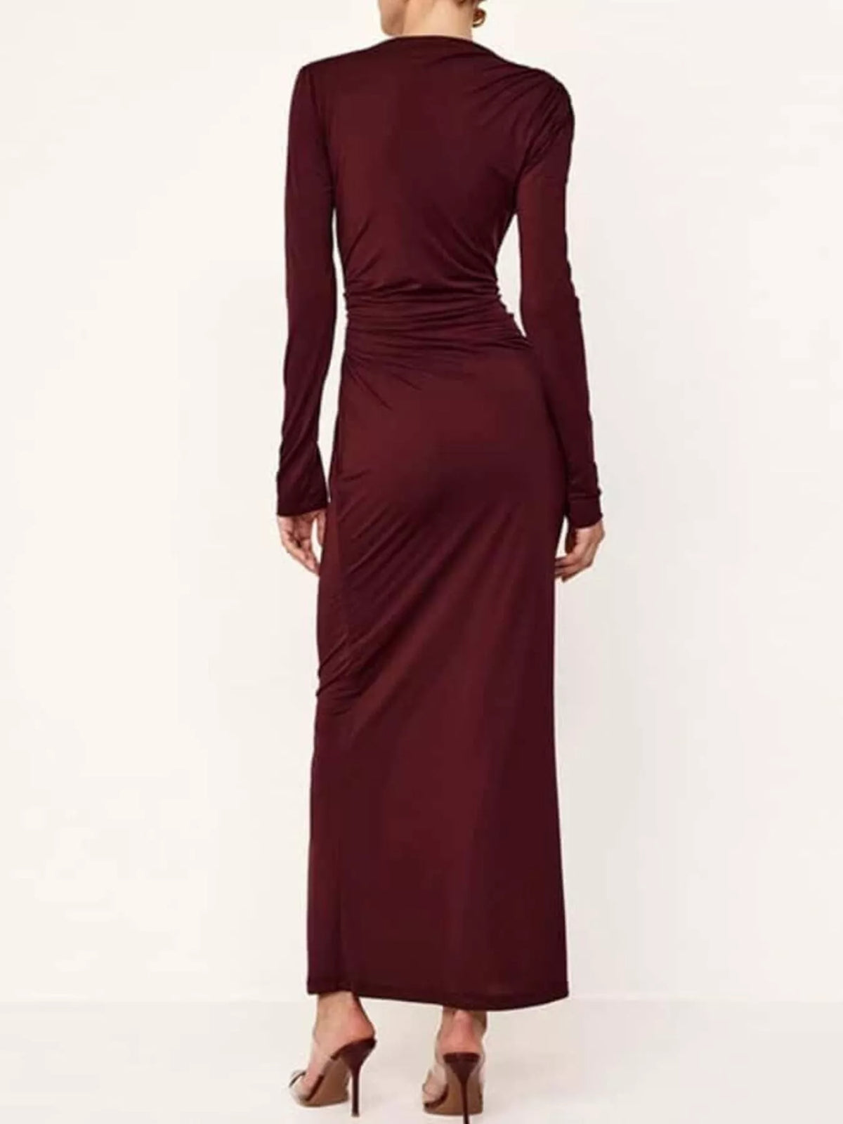 Ruched Long Sleeve Bodycon Maxi Dress by Calliope