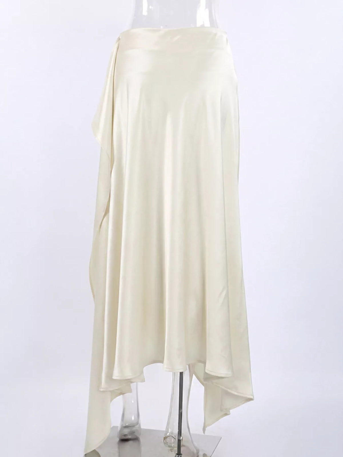 Satin High-Low Skirt in Apricot