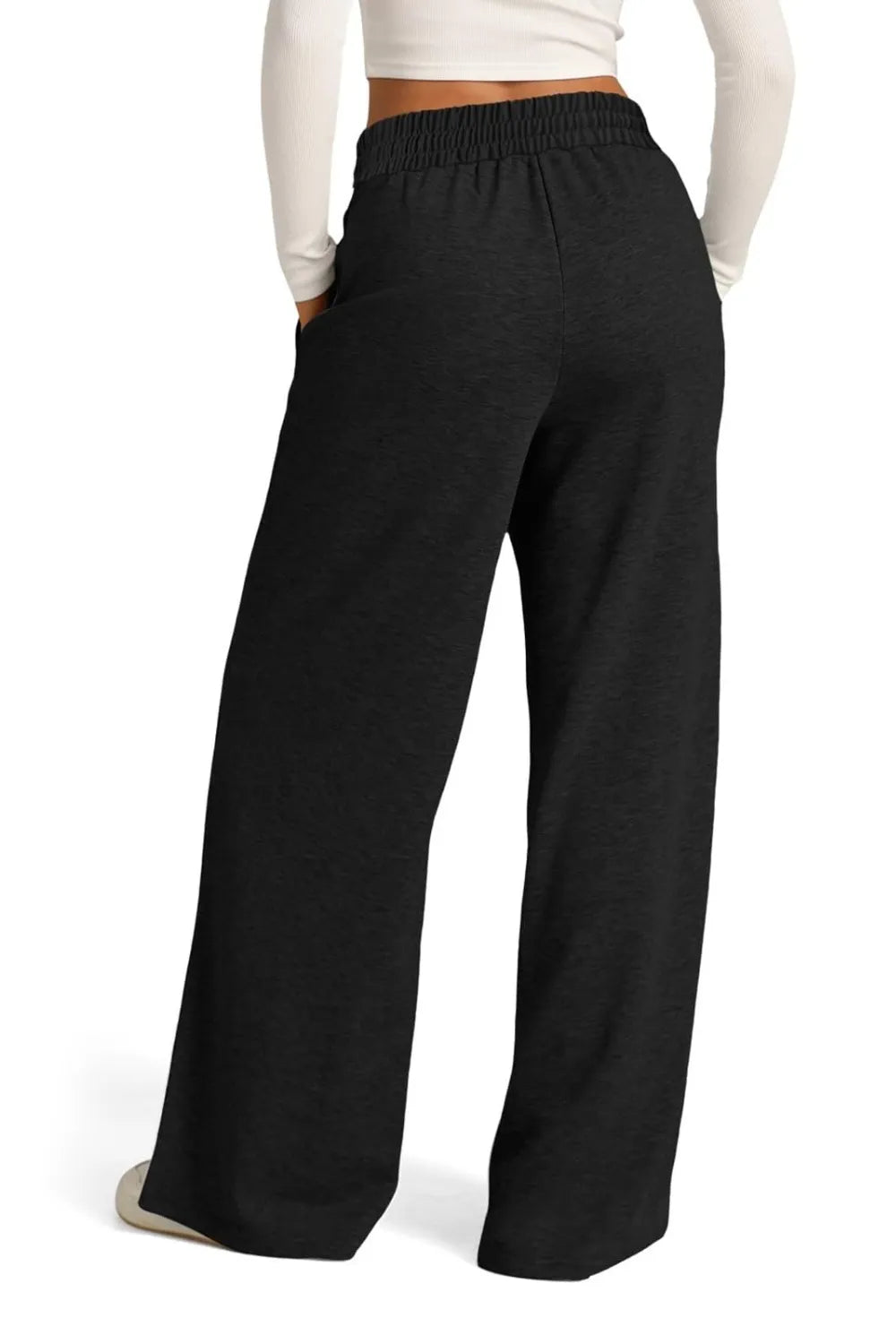 Drawstring Wide Leg Pants with Pockets