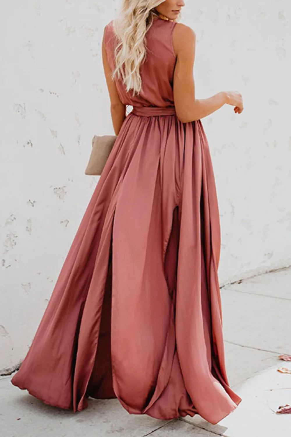 Surplice Tie-Waist Maxi Dress