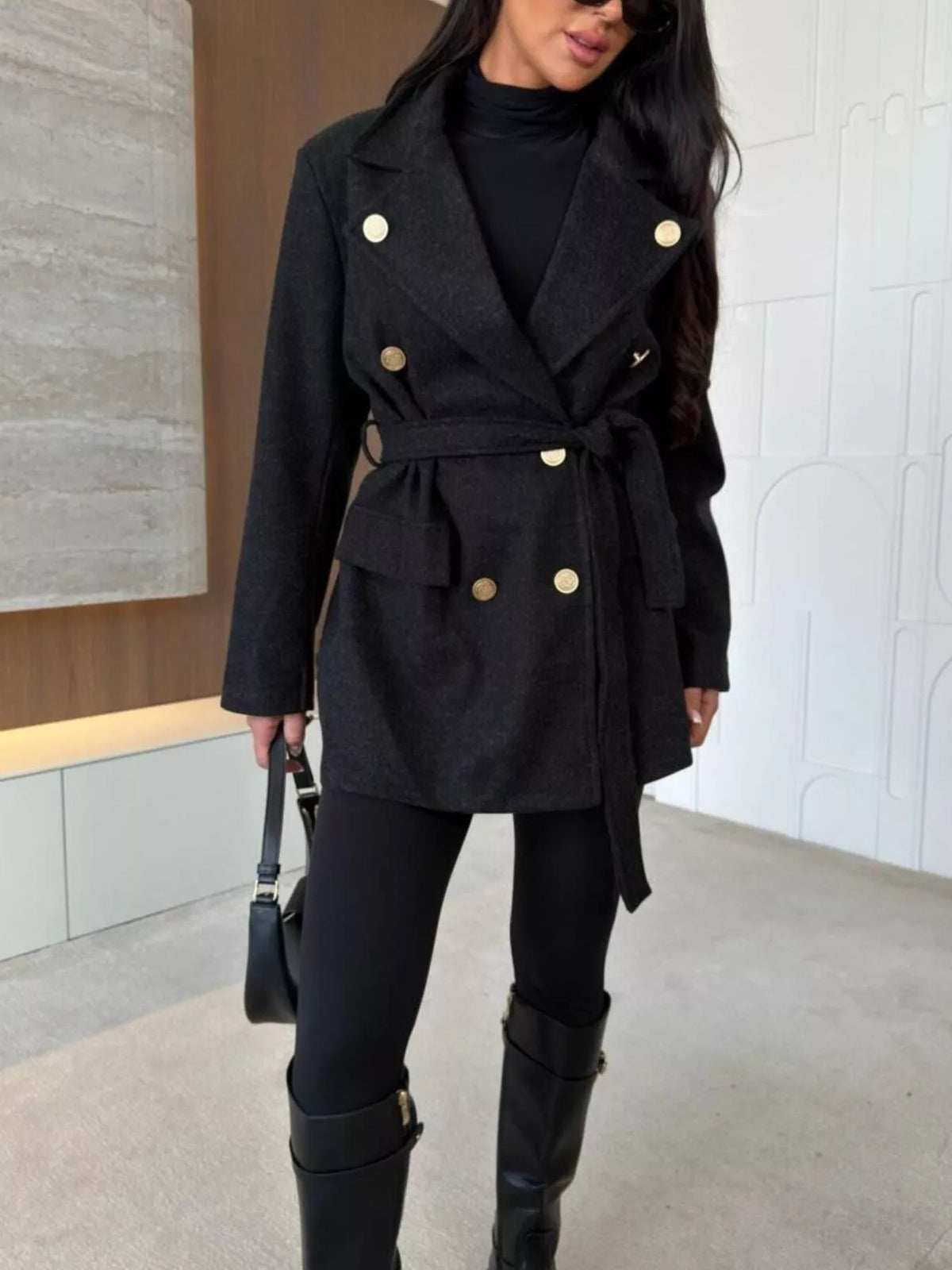 Double-Breasted Belted Coat