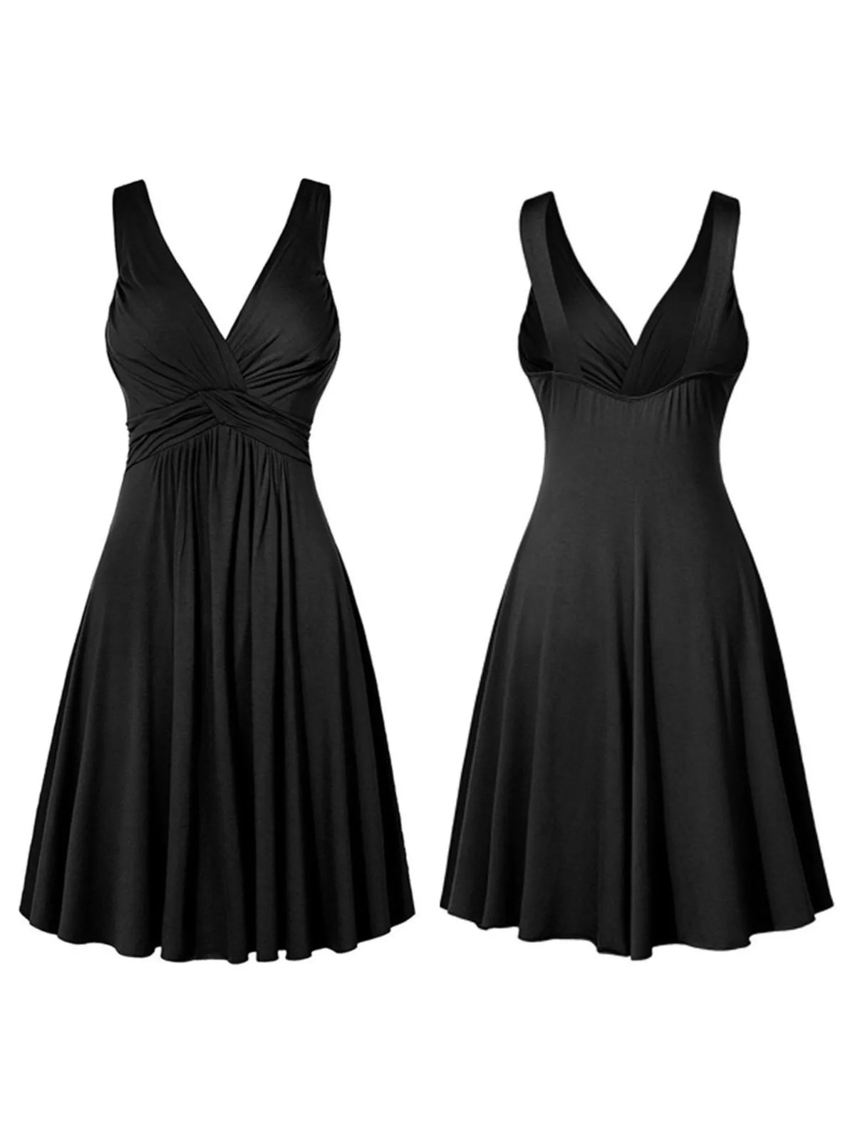 Twisted Sleeveless Ruched Waist A-Line Dress