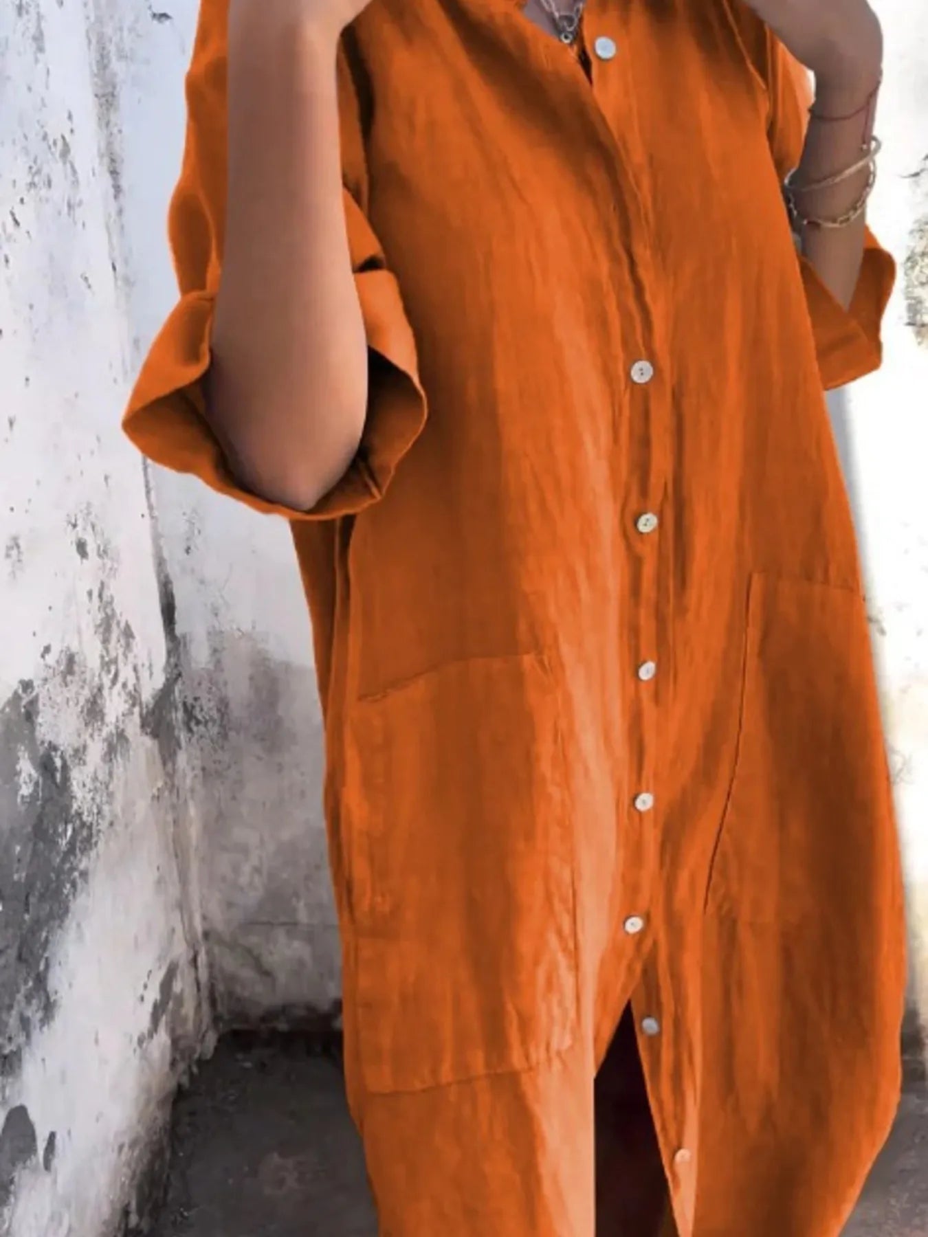 Linen Button-Down Shirt Dress