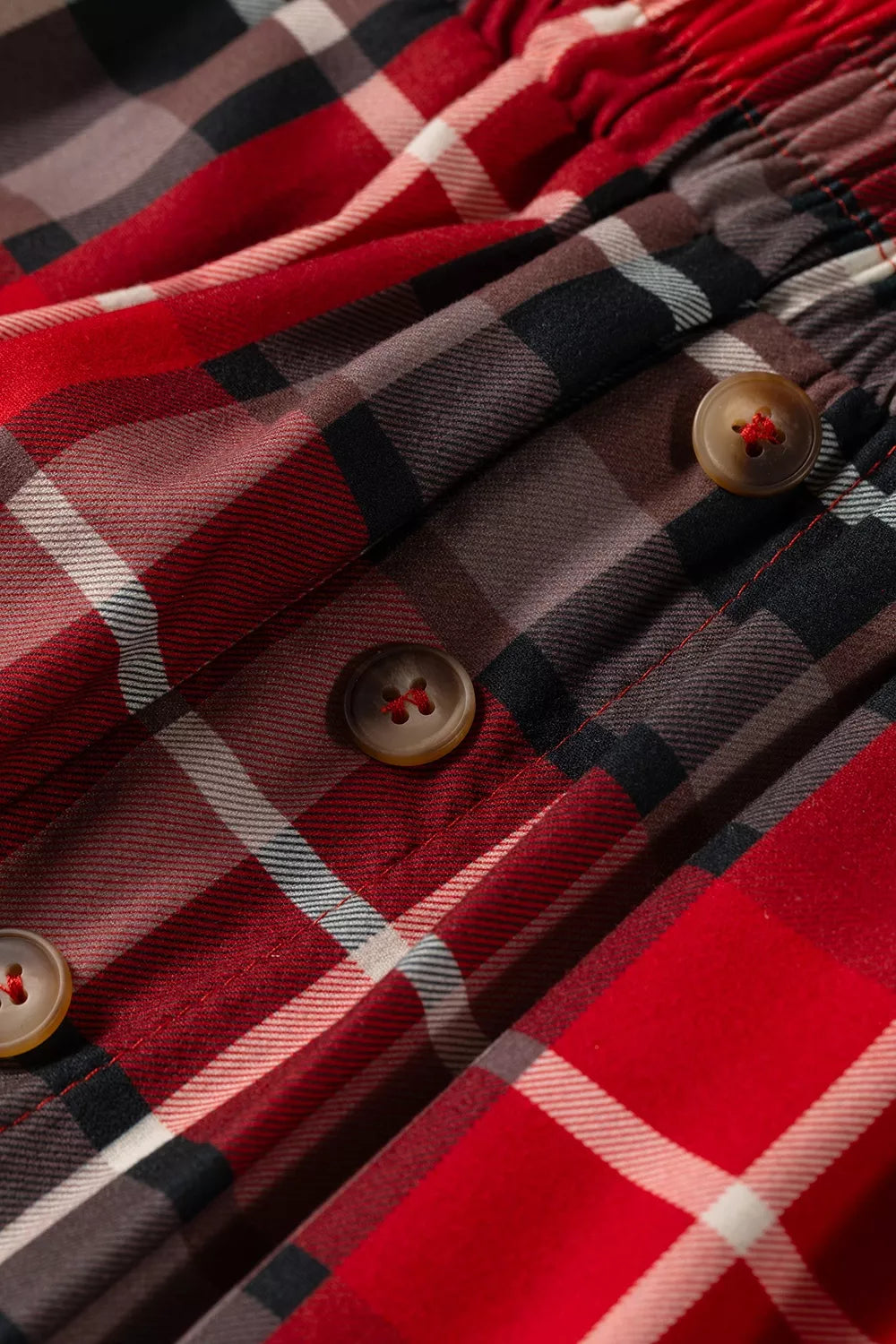 Plaid Elastic-Waist Pocket Pants in Burgundy