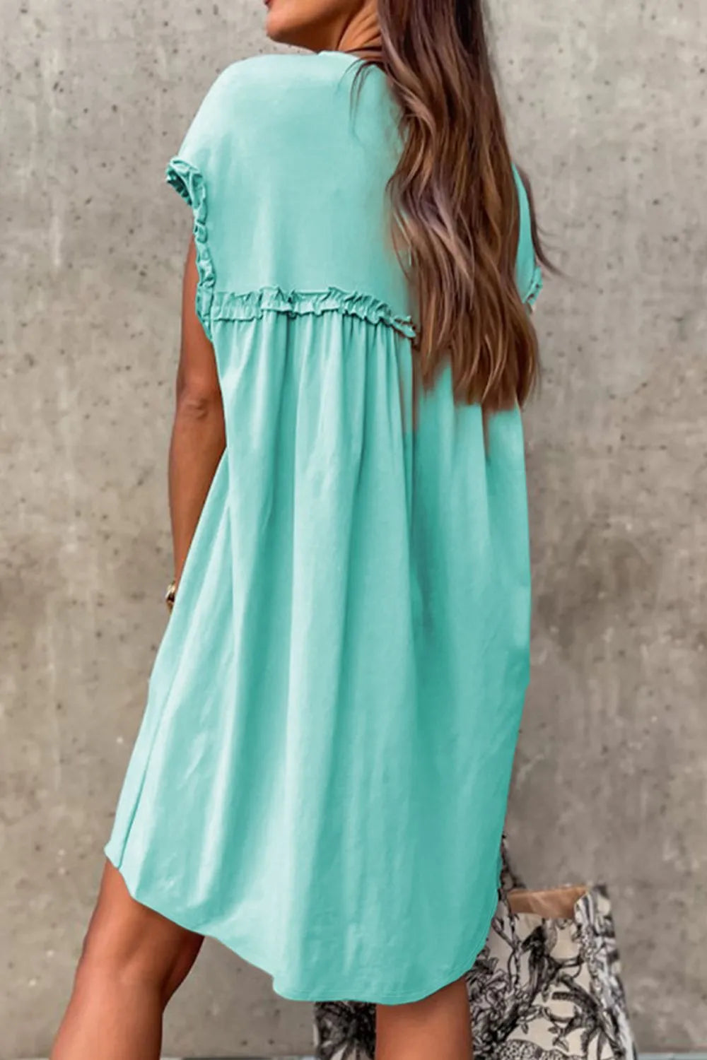 Frill Short Sleeve Mini Dress