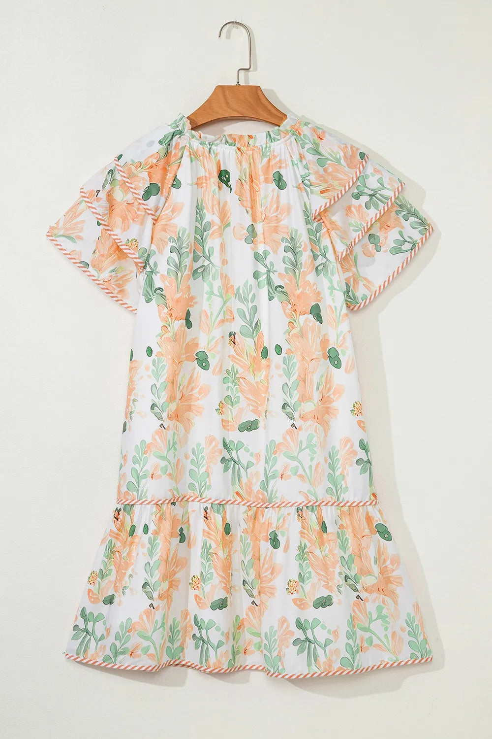 Floral Tie Neck Layered Dress in Sherbet