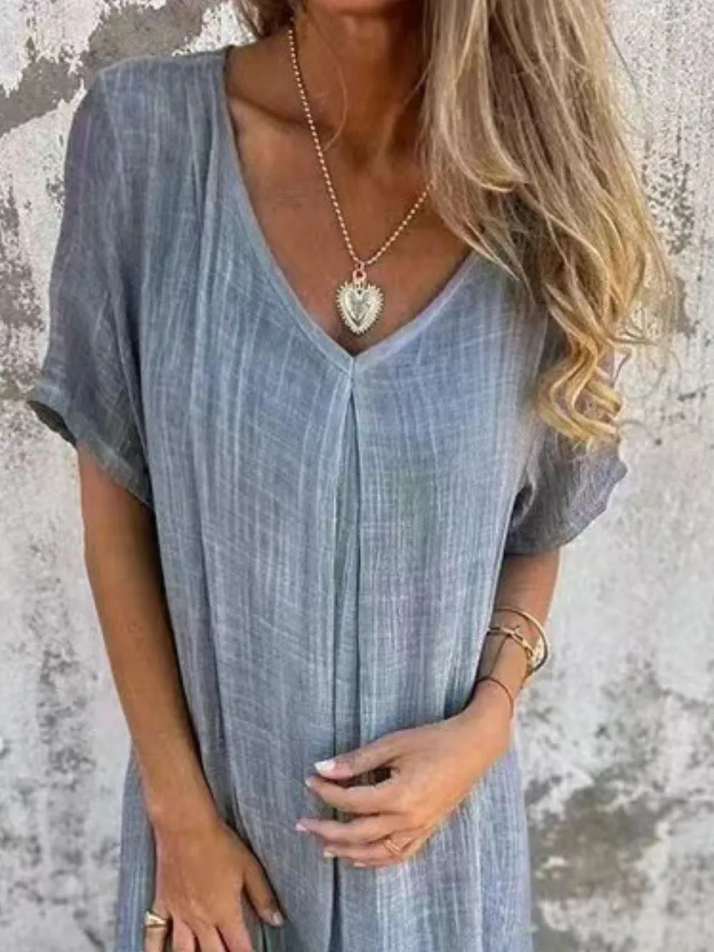 Plus Size V-Neck Midi Dress
