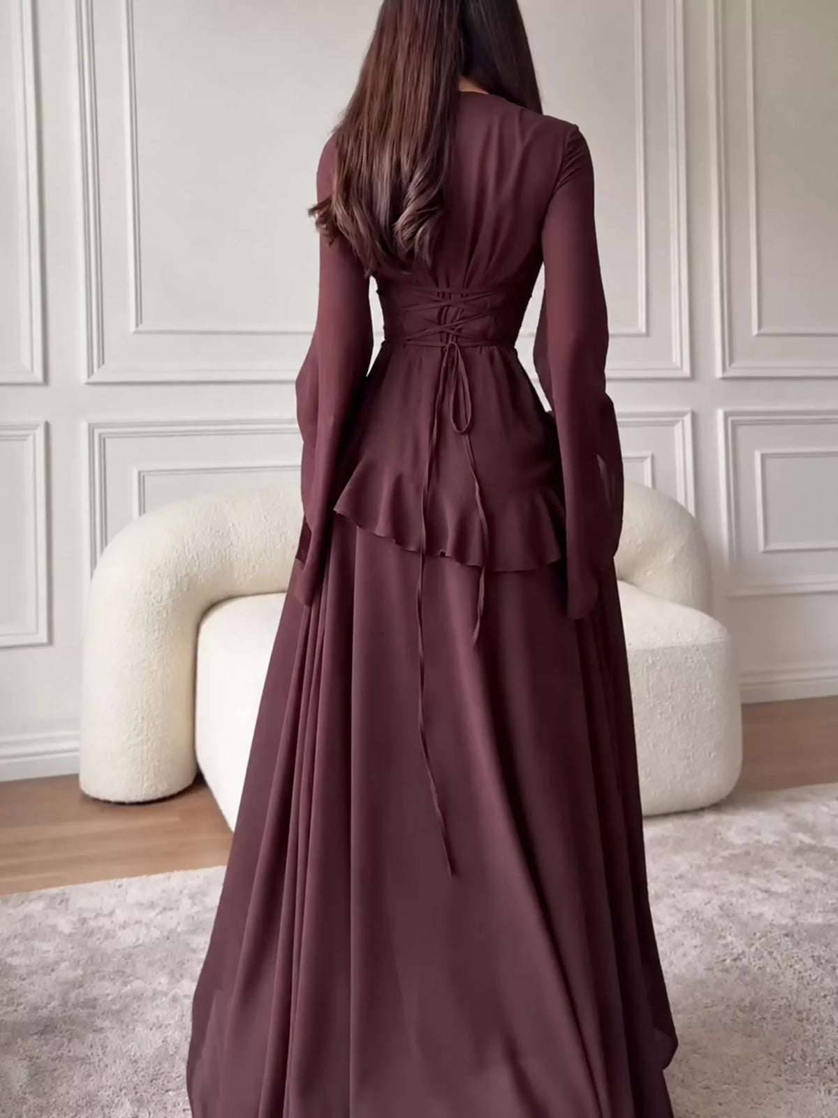 Ruffled Flare Sleeve Maxi Dress