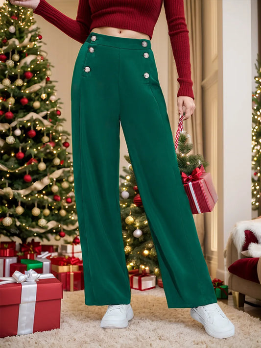 Wide Leg Pants in Dark Green