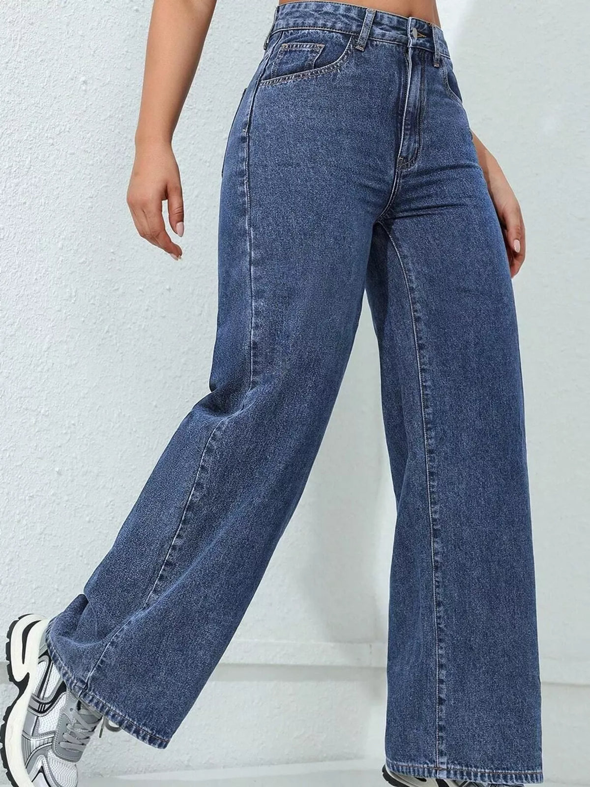 High-Waisted Wide Leg Jeans with Pockets