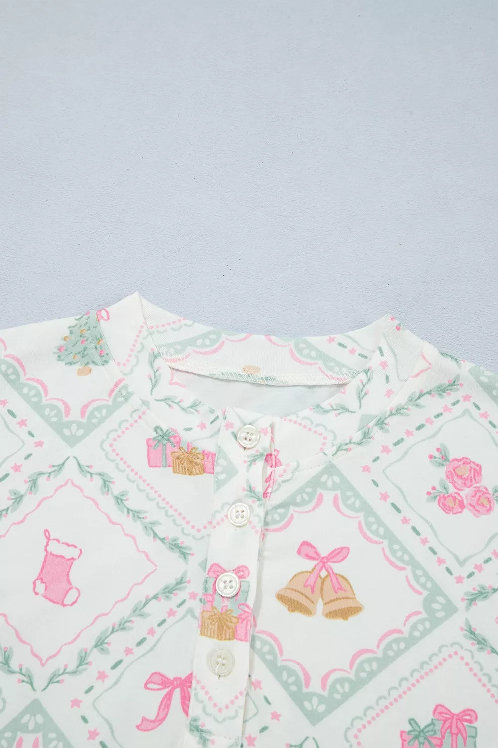 Patchwork Shift Top and Pants Lounge Set in White