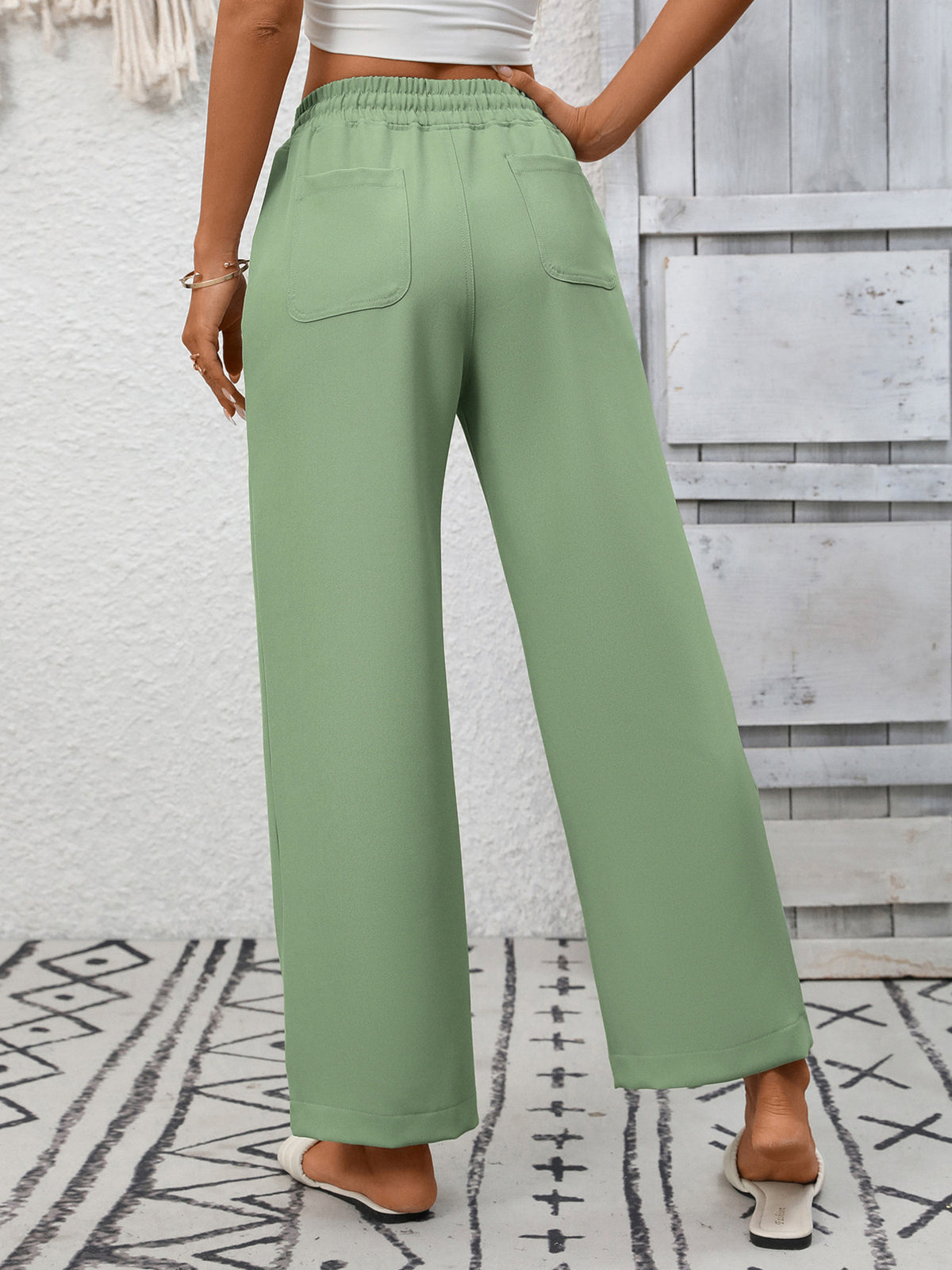 Casual Drawstring Wide-Leg Pants