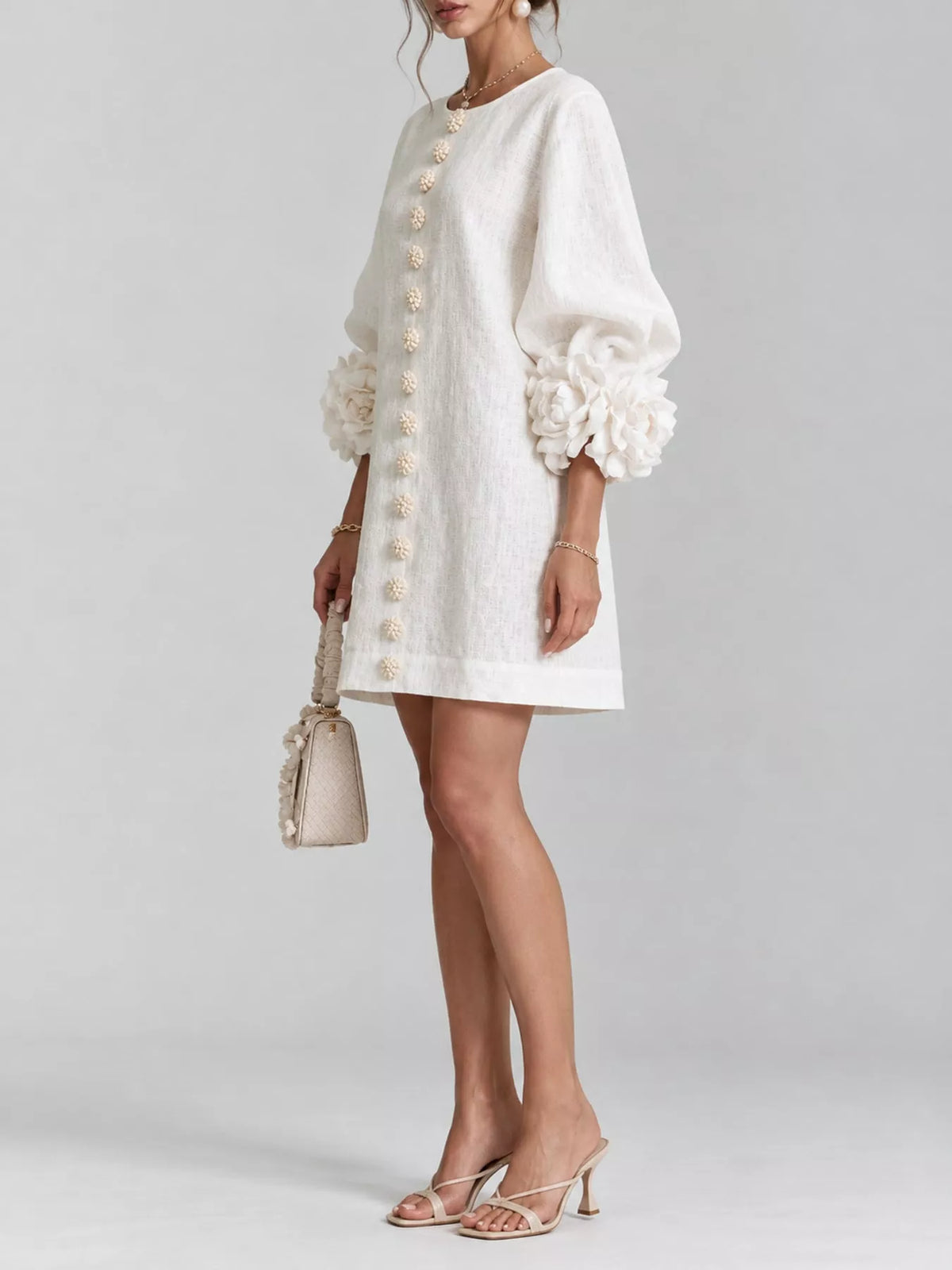 3D Floral Applique Mini Dress