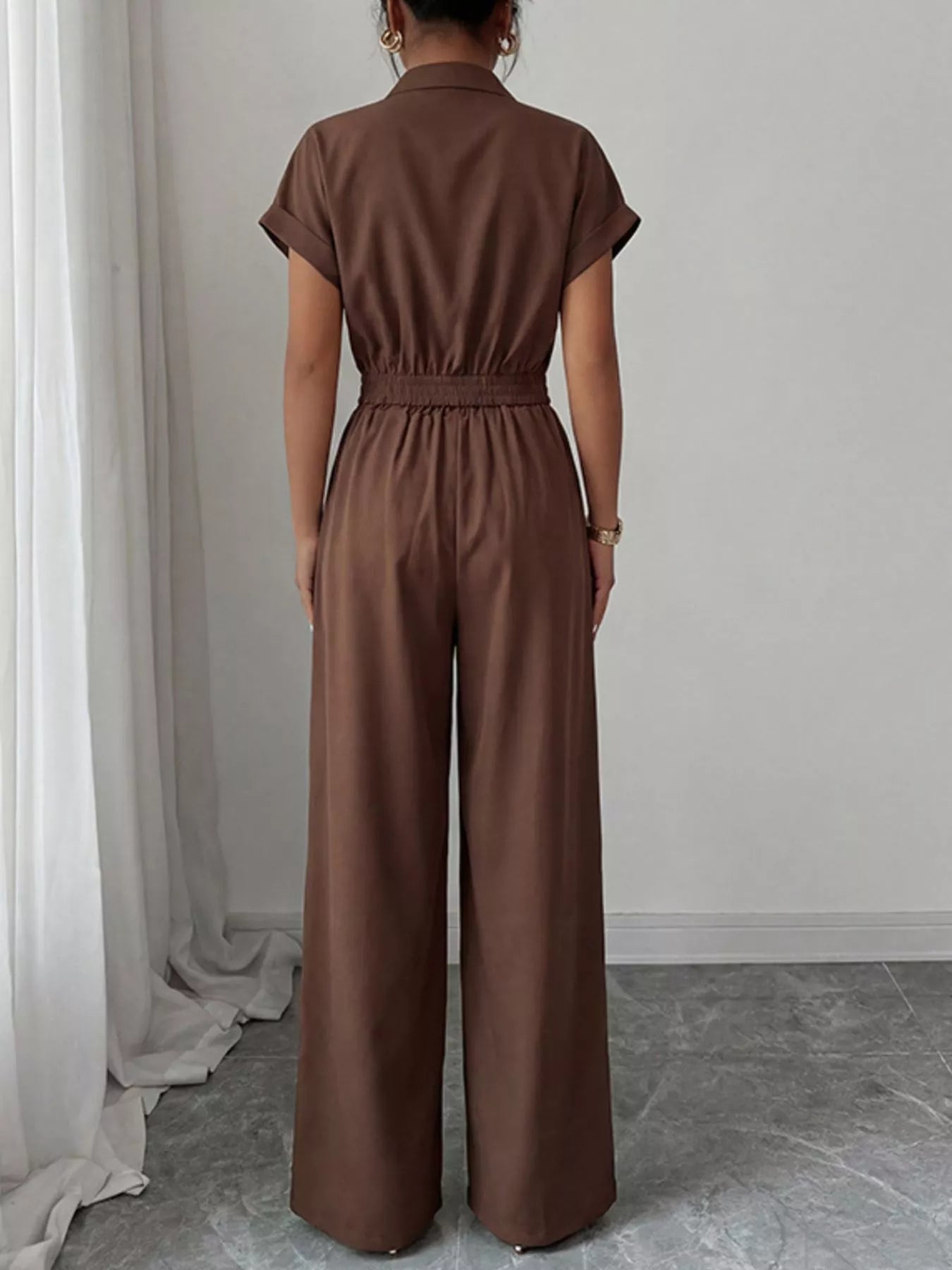 Cargo Pocket Jumpsuit in Brown