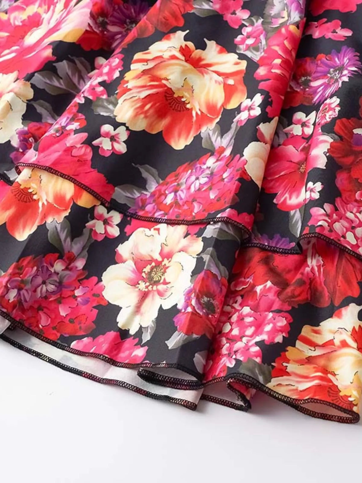 Floral Ruffle-Hem Tiered Mini Dress
