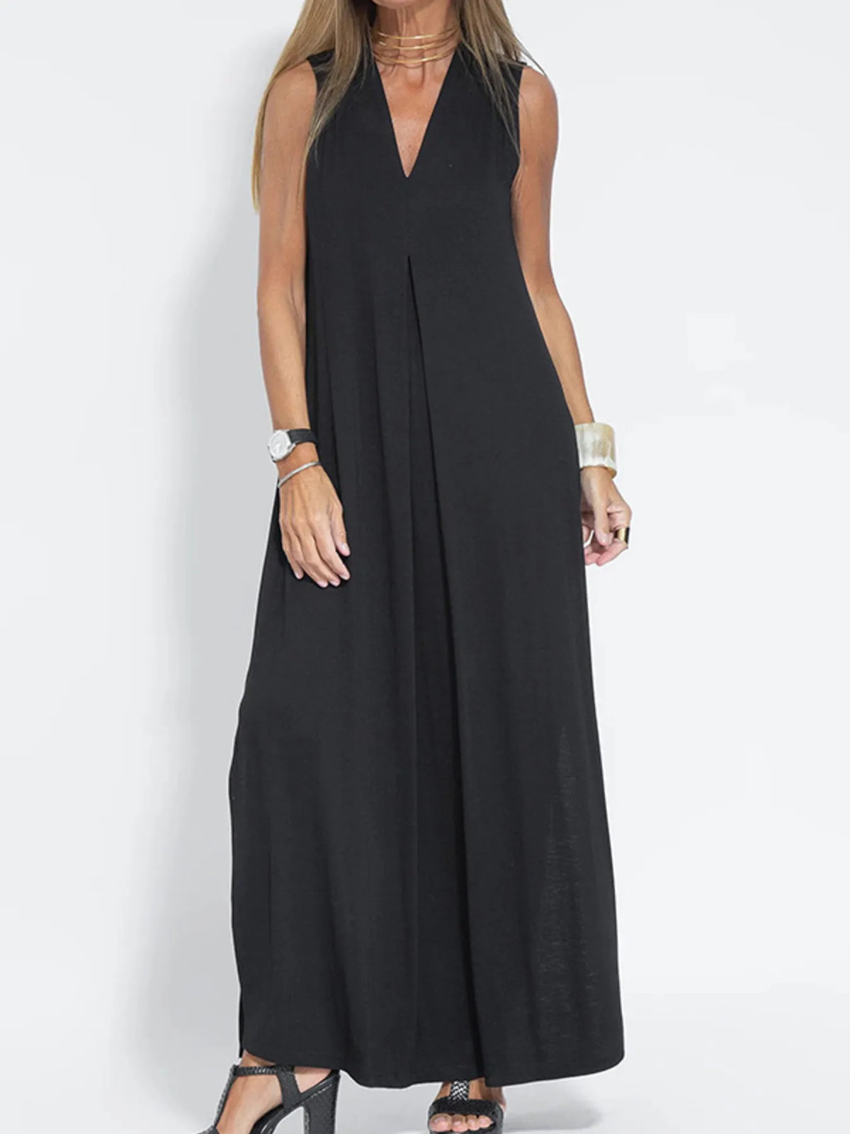 V-Neck Sleeveless Maxi Dress with Slit