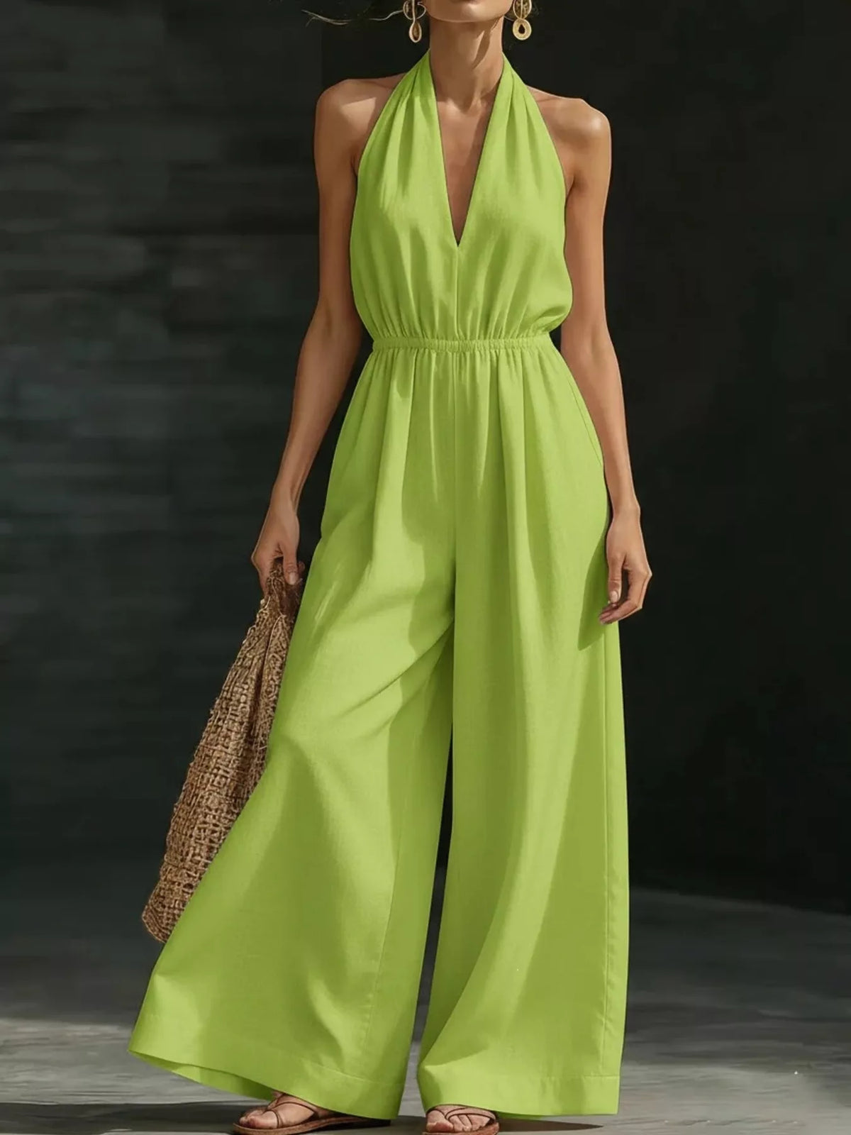 Halter Neck Wide Leg Jumpsuit