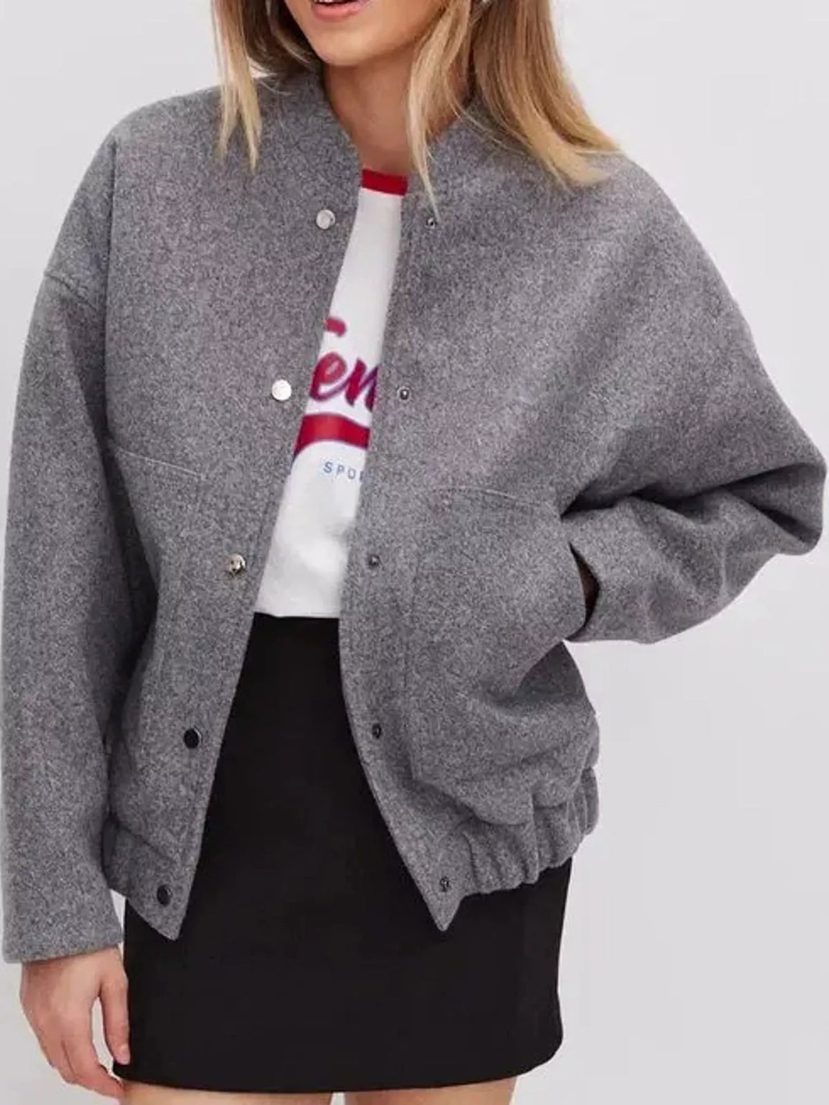 Snap-Button Bomber Jacket by Prisca