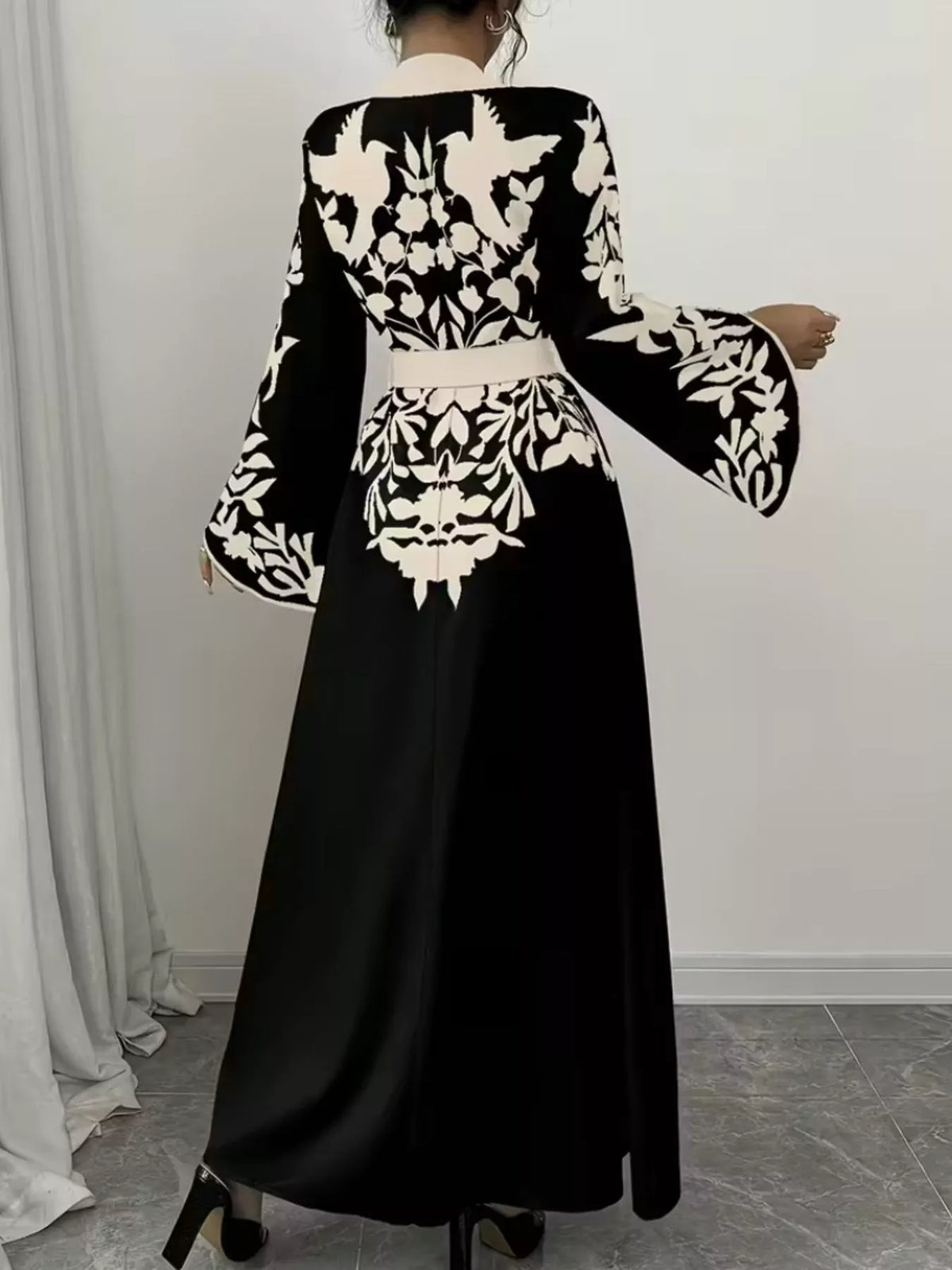 Printed Tie-Waist Maxi Dress with Front Split by Calliope