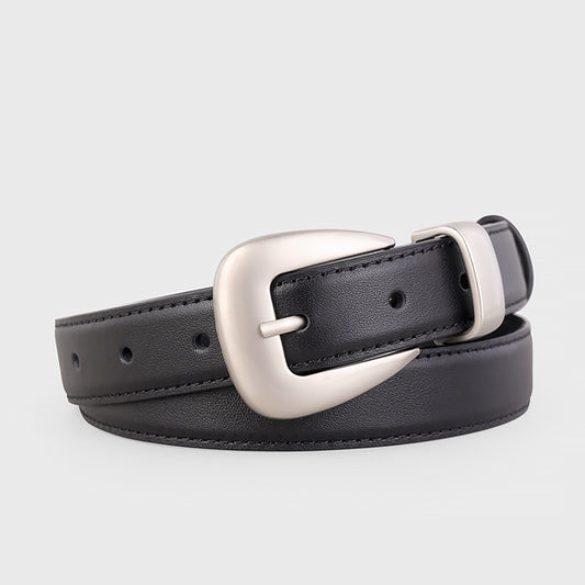 Ilussa Buckle Skinny Leather Belt — Classic