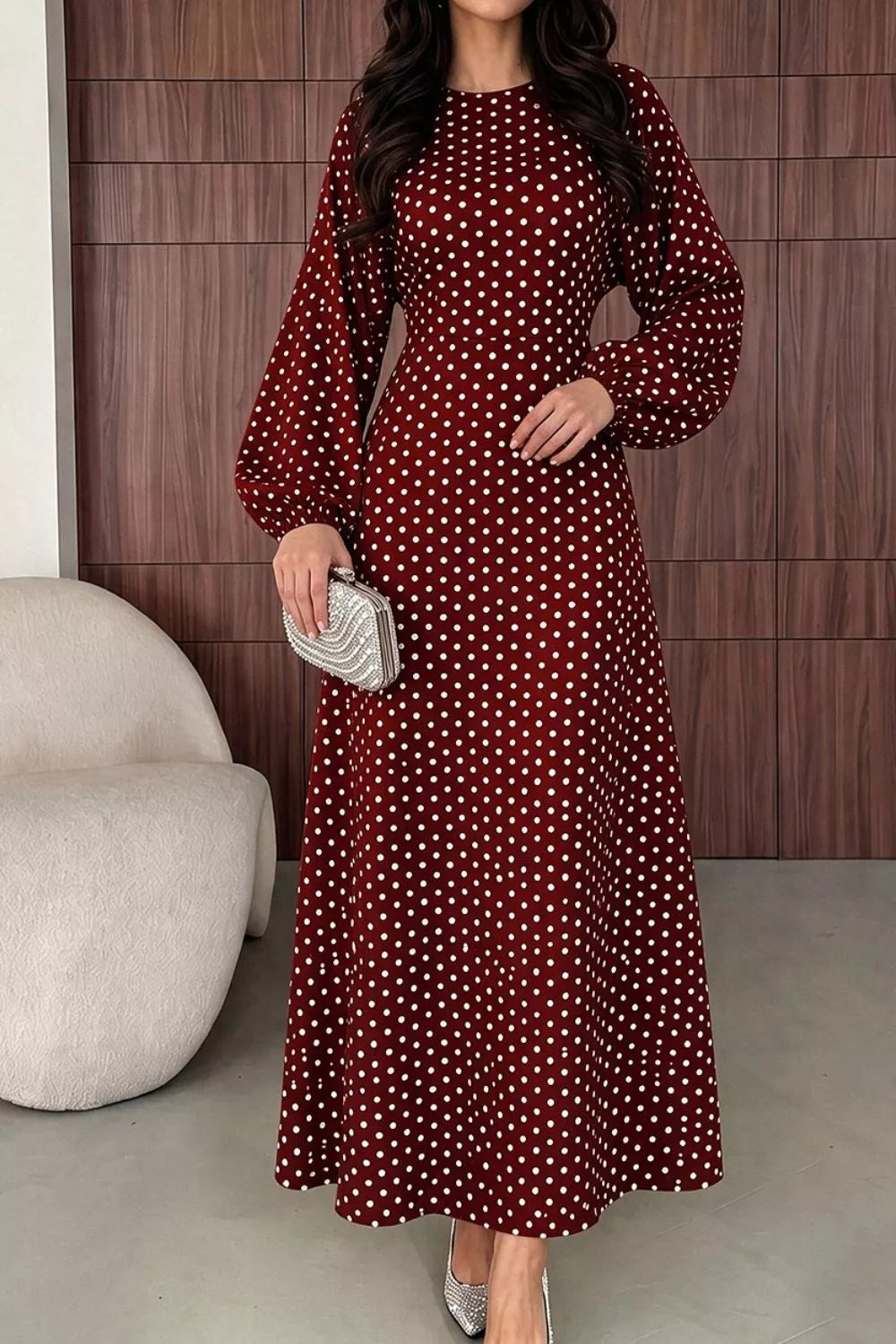 Polka Dot Tie-Waist Maxi Dress