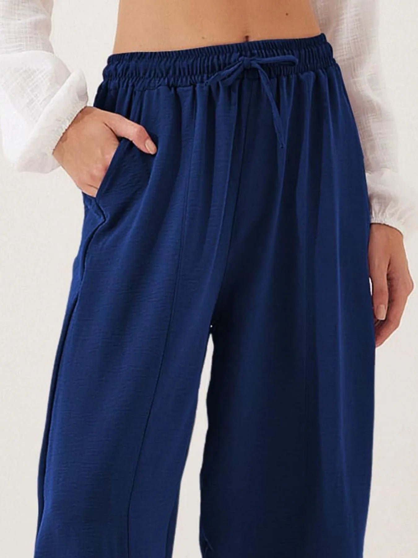 Drawstring Wide Leg Cropped Pants