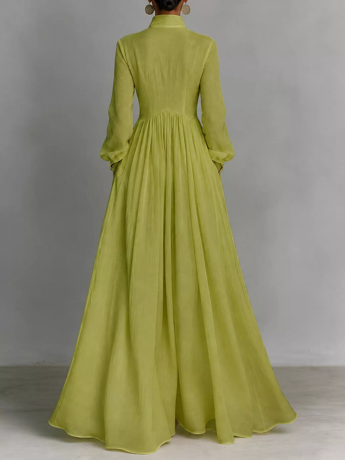 Long-Sleeve Button Front Maxi Dress