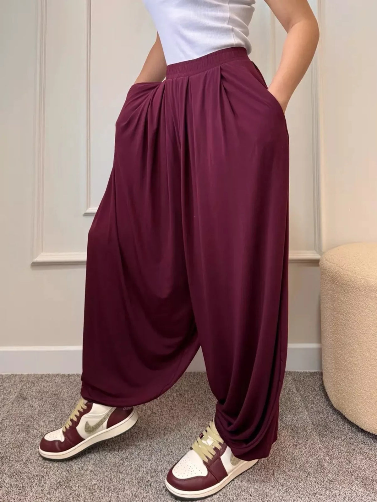 High-Waisted Pleated Wide-Leg Pants