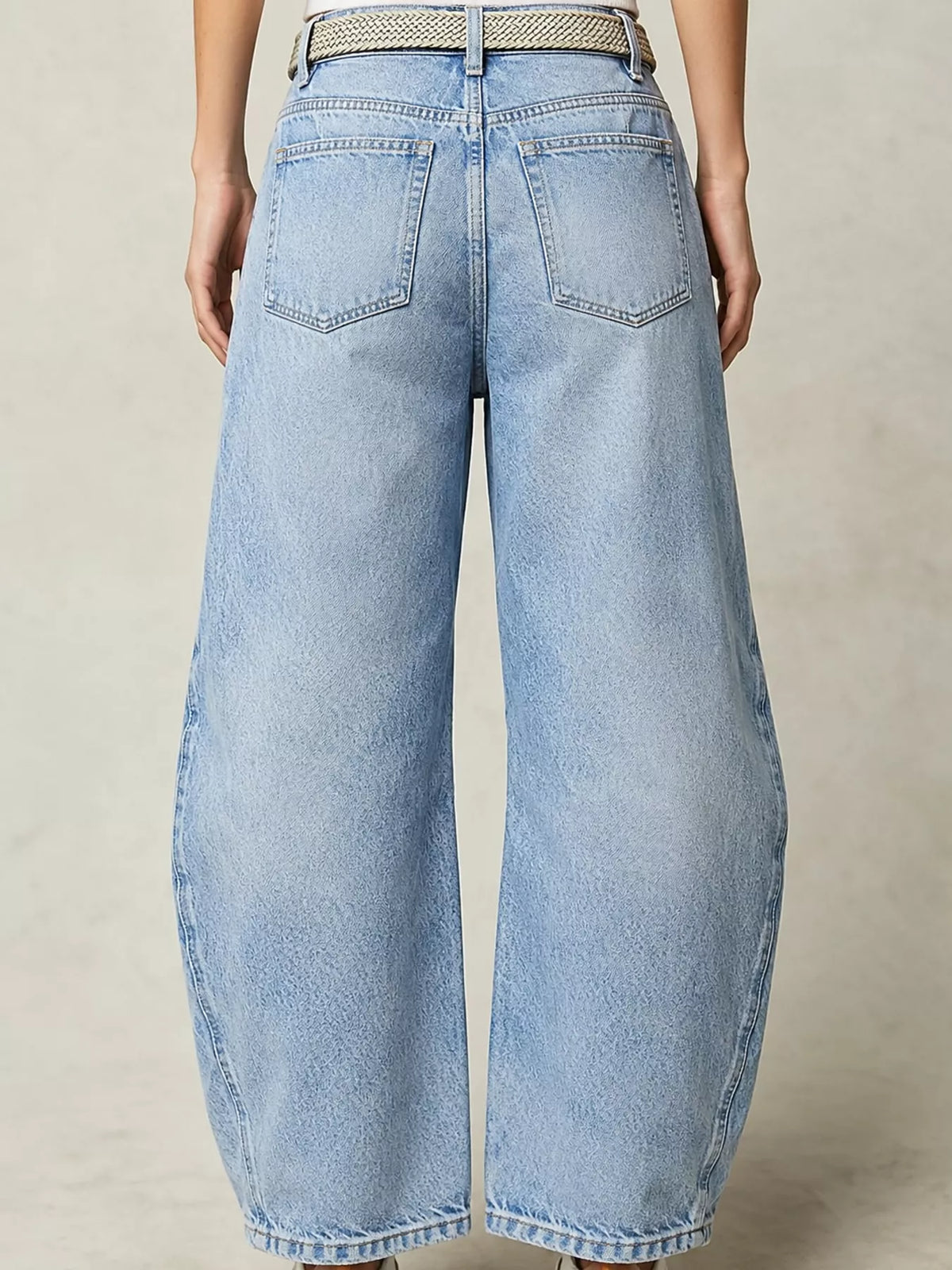 Washed Barrel-Leg Jeans