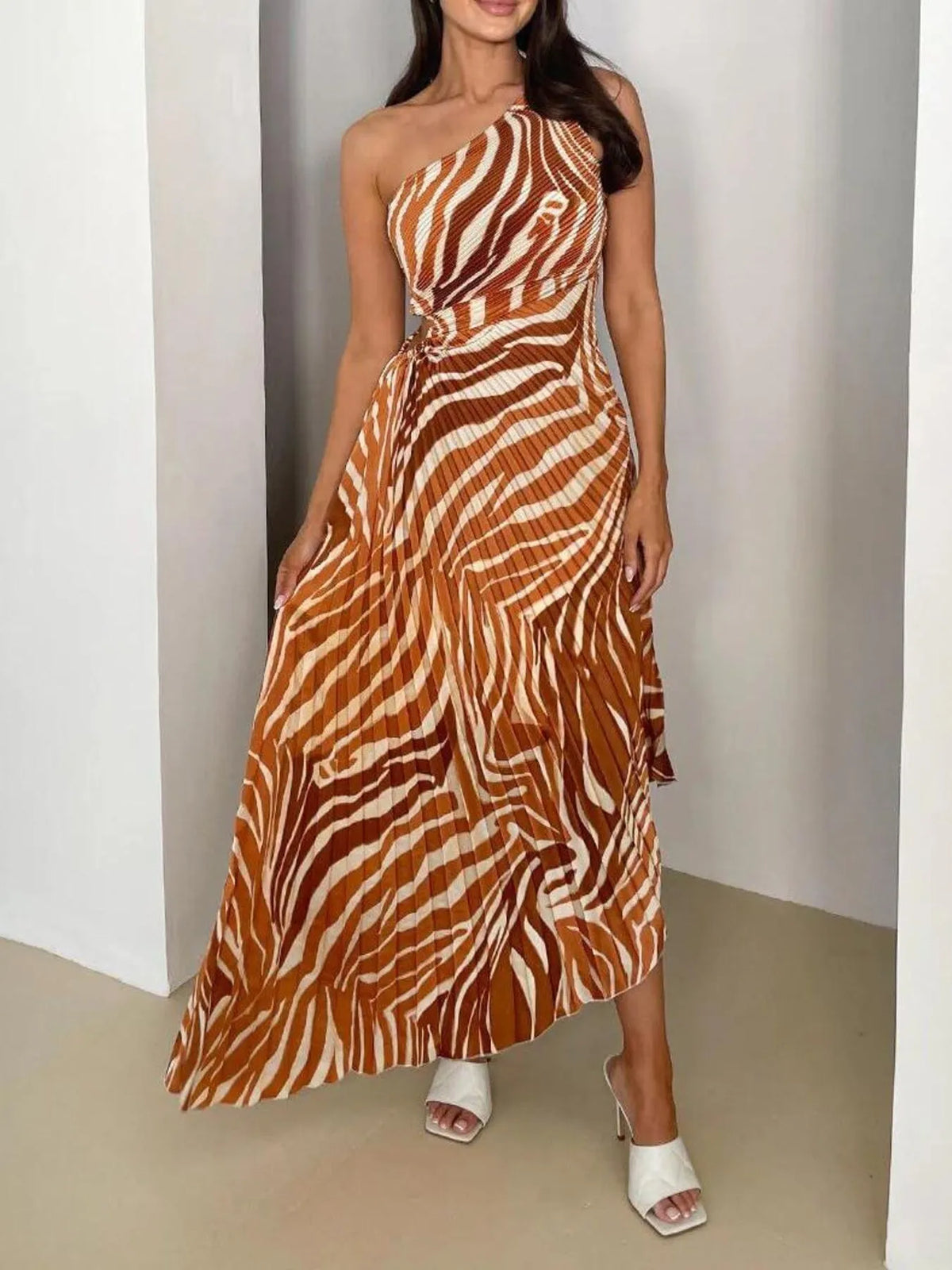 One Shoulder Asymmetrical Maxi Dress