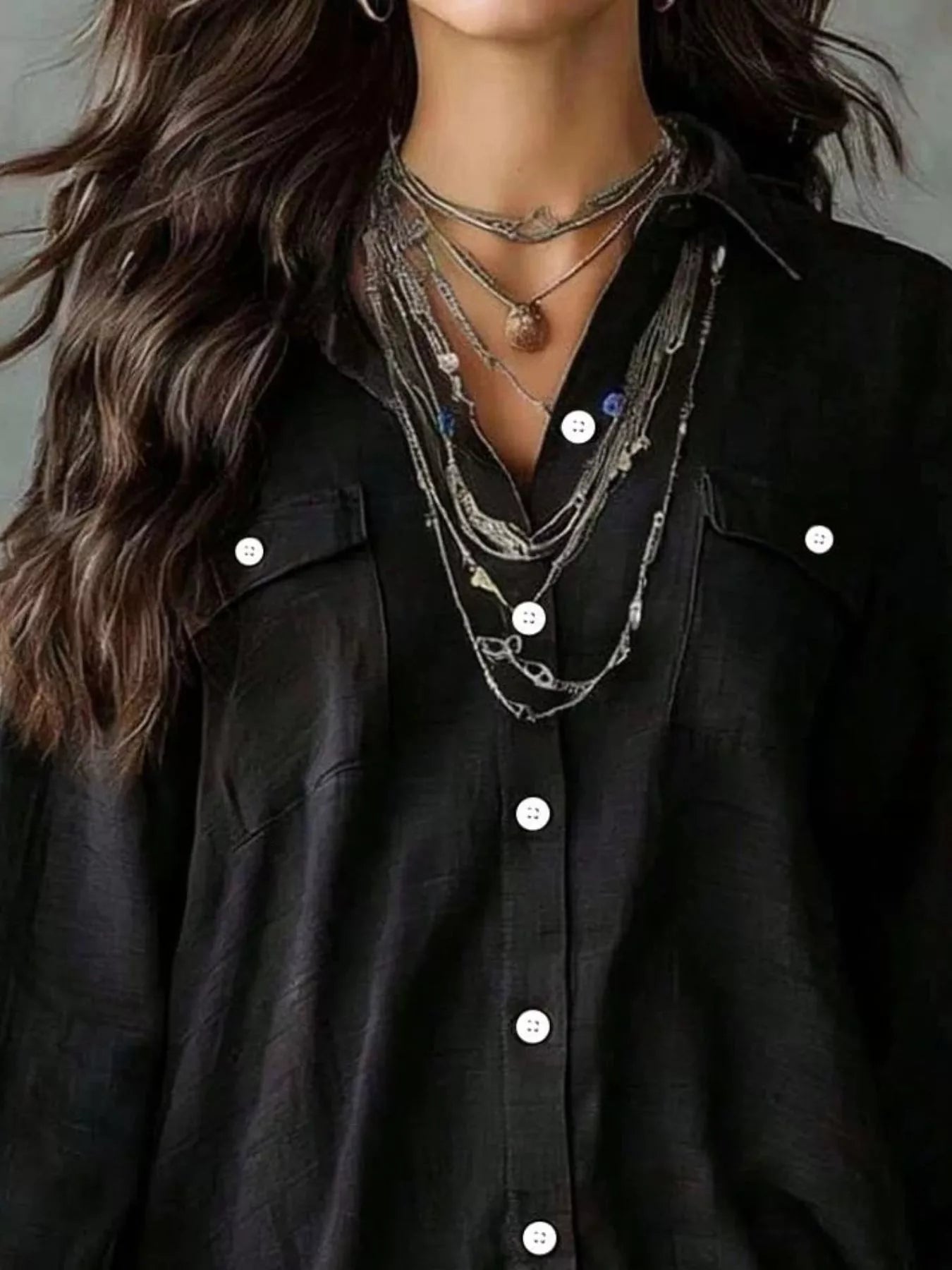 Button-Front Shirt Dress with Pockets