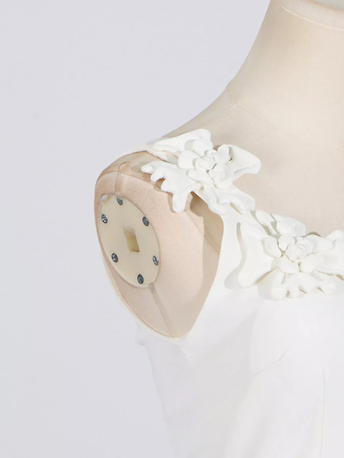 Floral Embellished Sleeveless Midi Dress in White