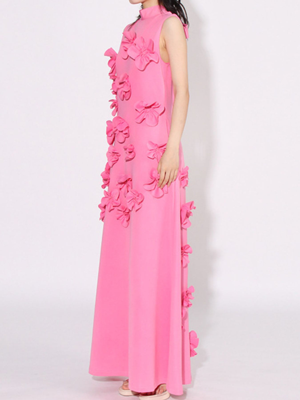 Floral Applique Maxi Dress in Pink