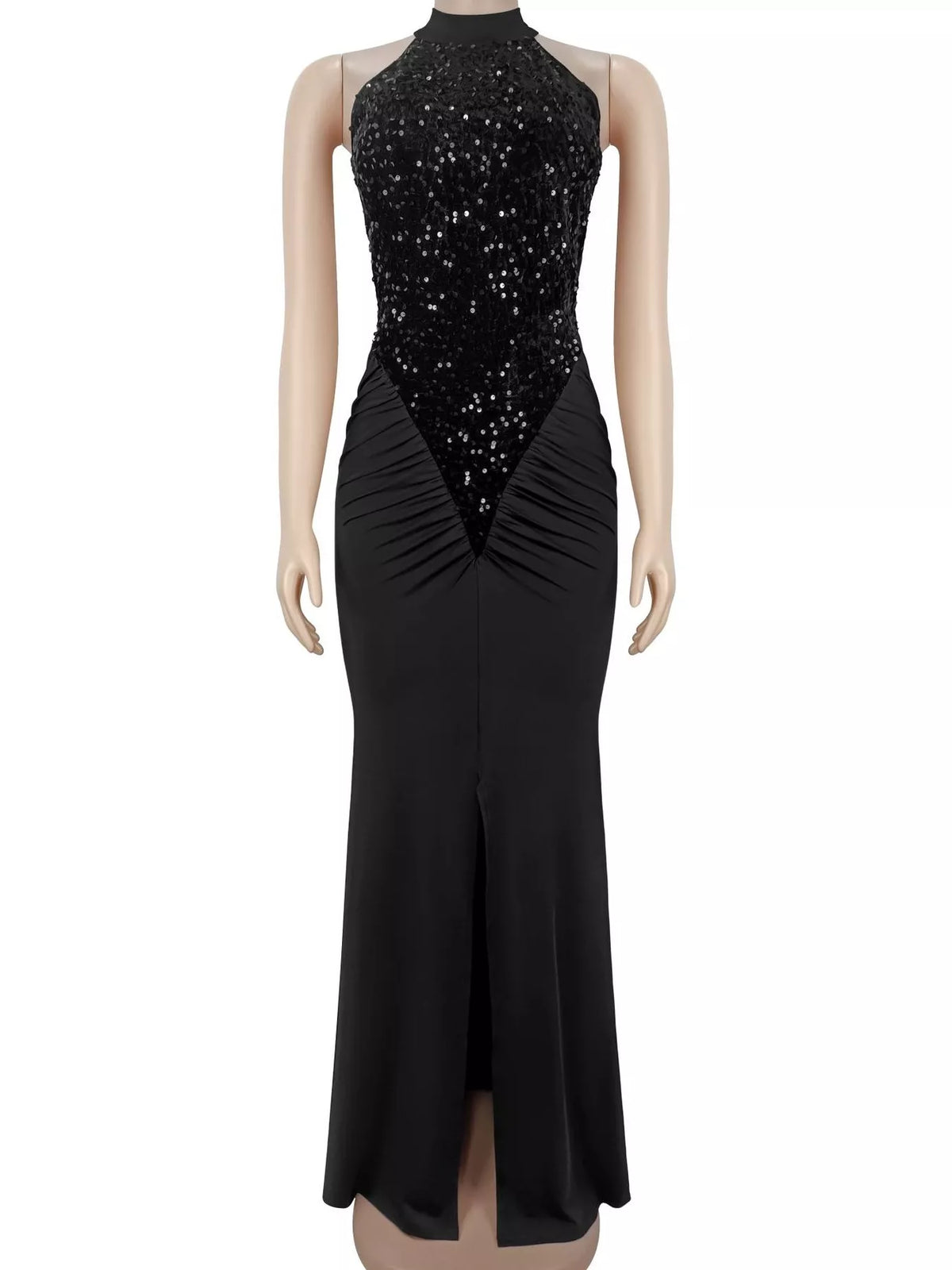 Sequin High Slit Maxi Dress