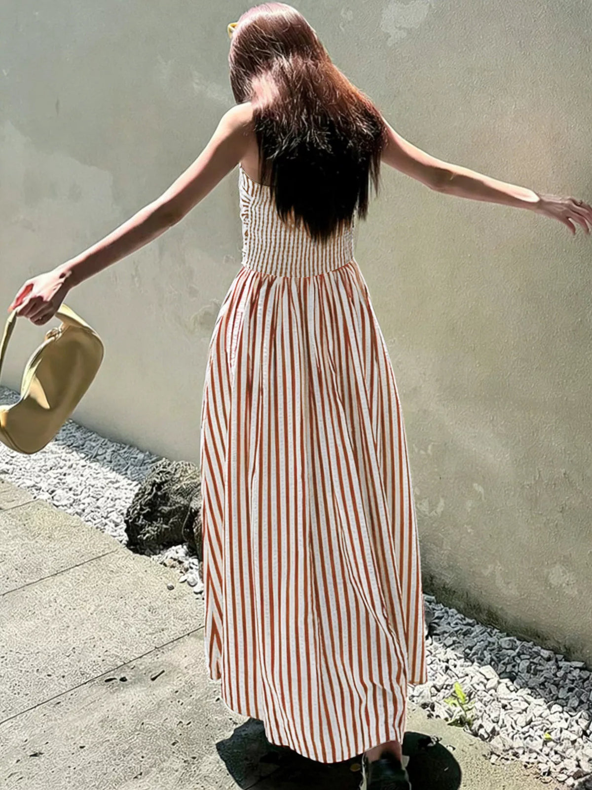 Striped Spaghetti Strap Maxi Dress
