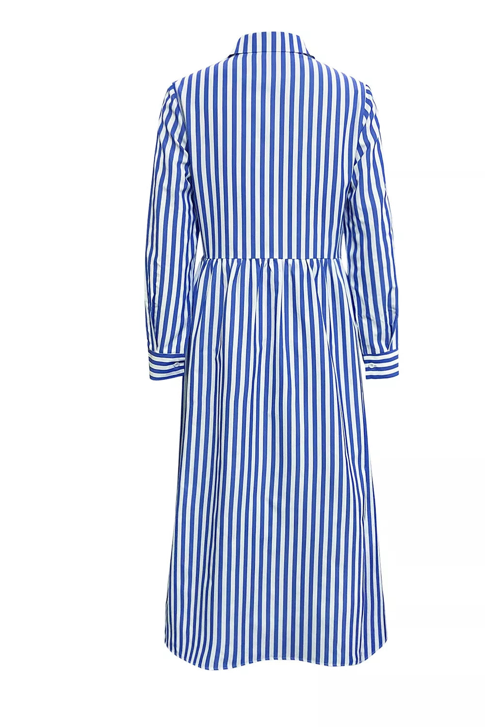 Striped Long Sleeve Shirt Dress in Light Blue